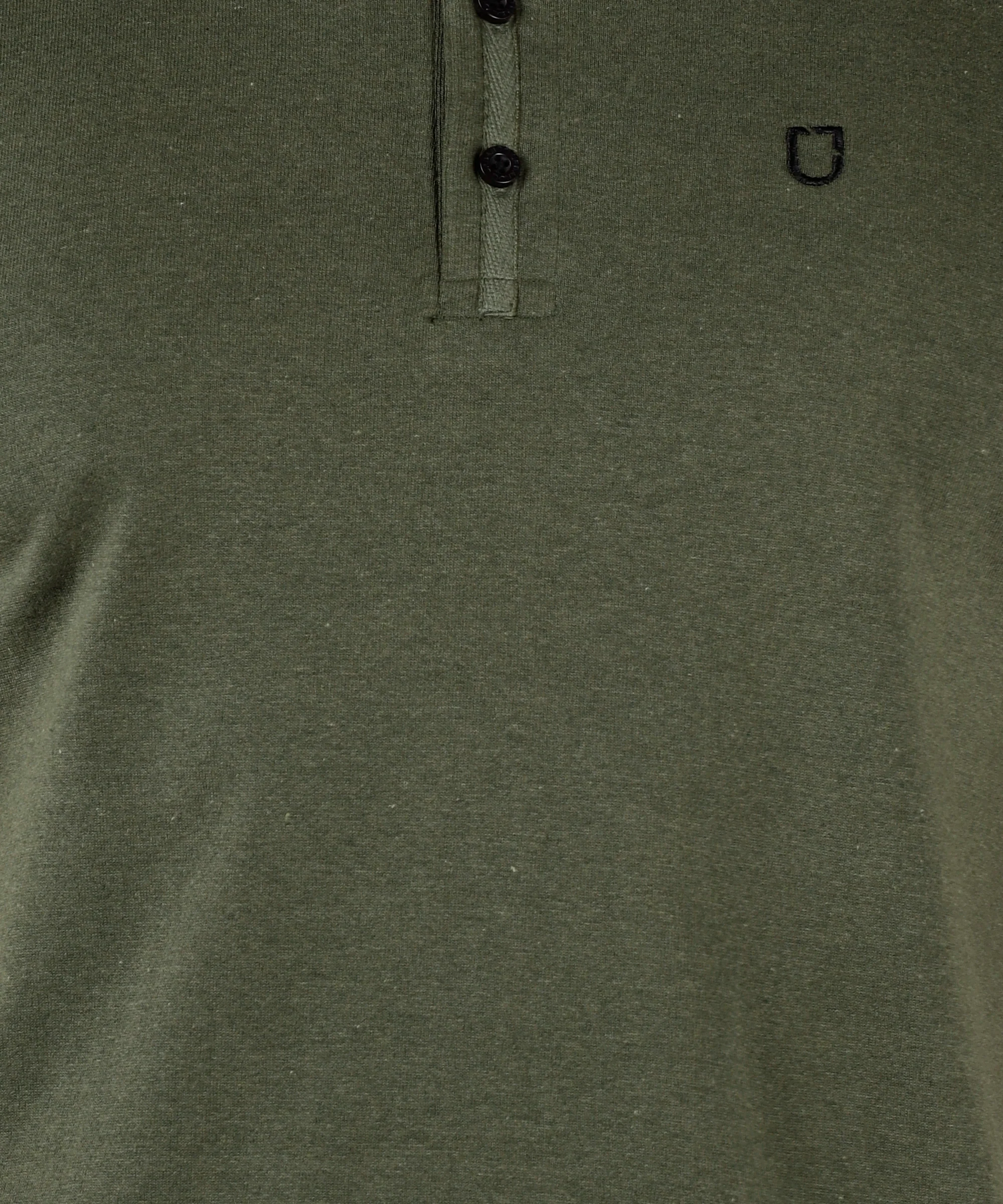 Men's Dark Olive Green Solid Mandarin Collar Slim Fit Half Sleeve Cotton T-Shirt - Image 4