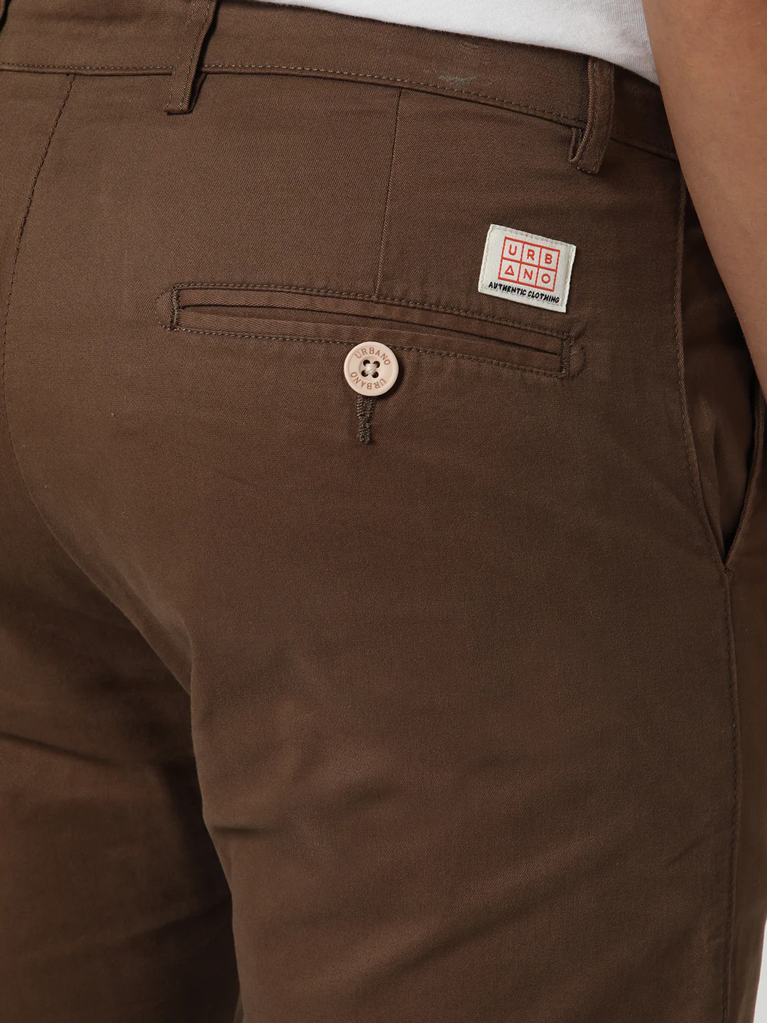 Men's Dark Taupe Straight Fit Mid Rise Cotton Casual Chinos Trousers Stretch - Image 6