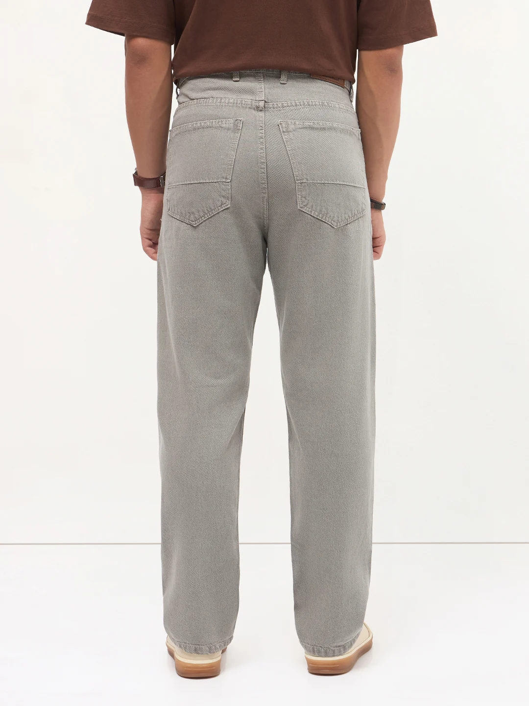 Men's Dusty Grey Loose Baggy Fit Washed Denim Jeans Non-Stretchable - Image 3
