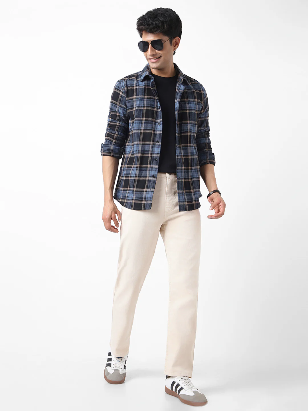 Men's Ecru Straight Fit Washed Jeans Stretchable - Image 4