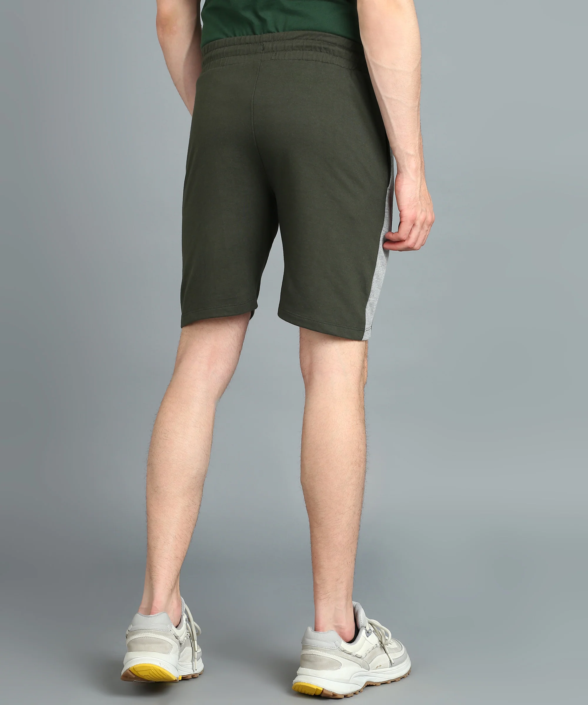 Men's Green Cotton Color-Block Regular Shorts Stretchable - Image 3