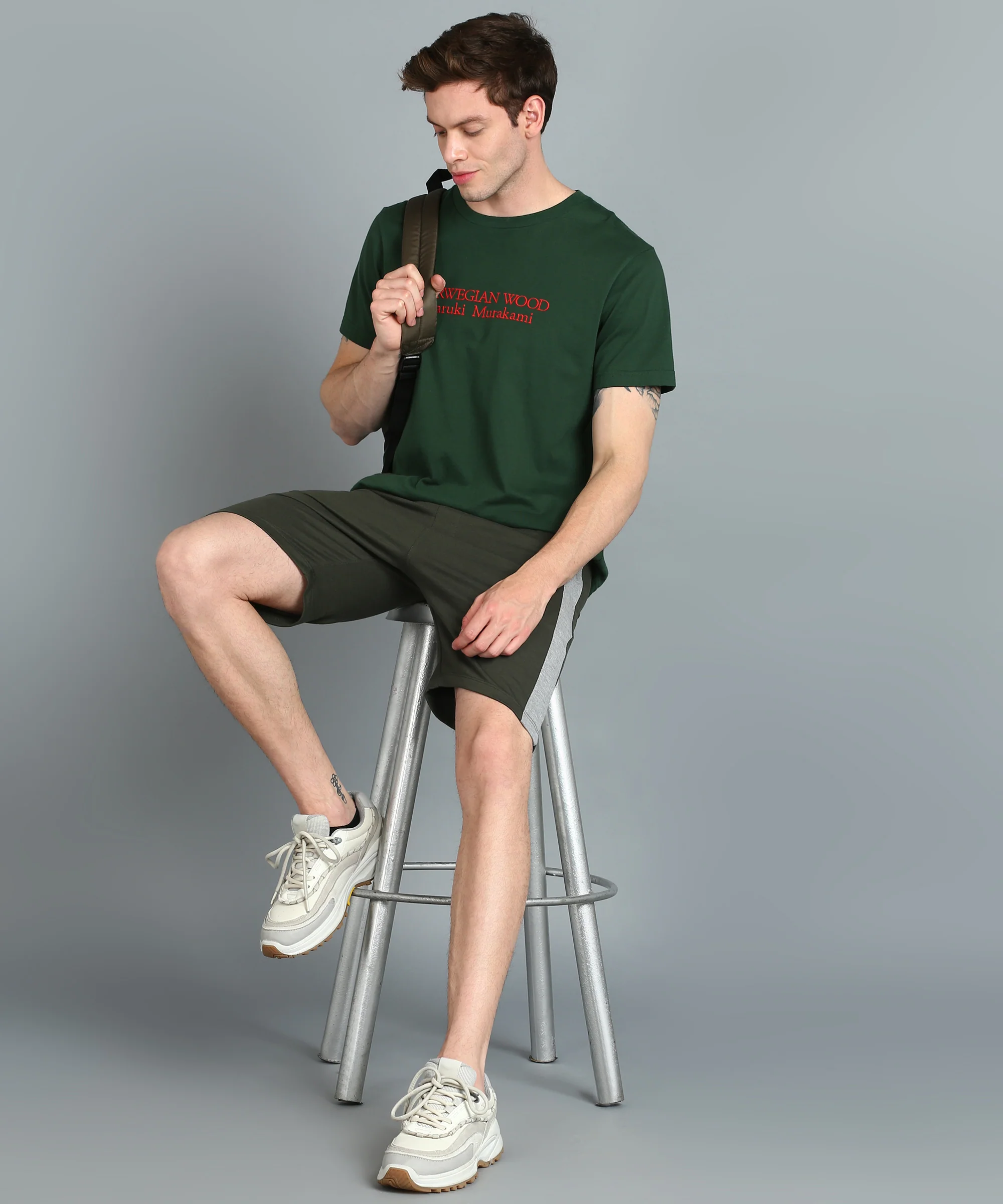 Men's Green Cotton Color-Block Regular Shorts Stretchable - Image 4