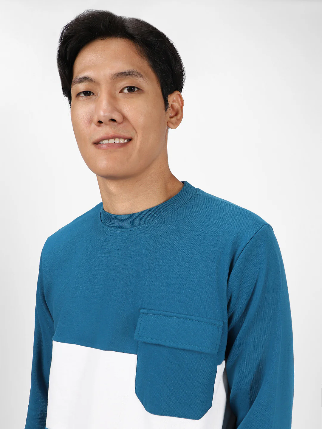 Men's Green Cotton Color Block Round Neck Sweatshirt - Image 5
