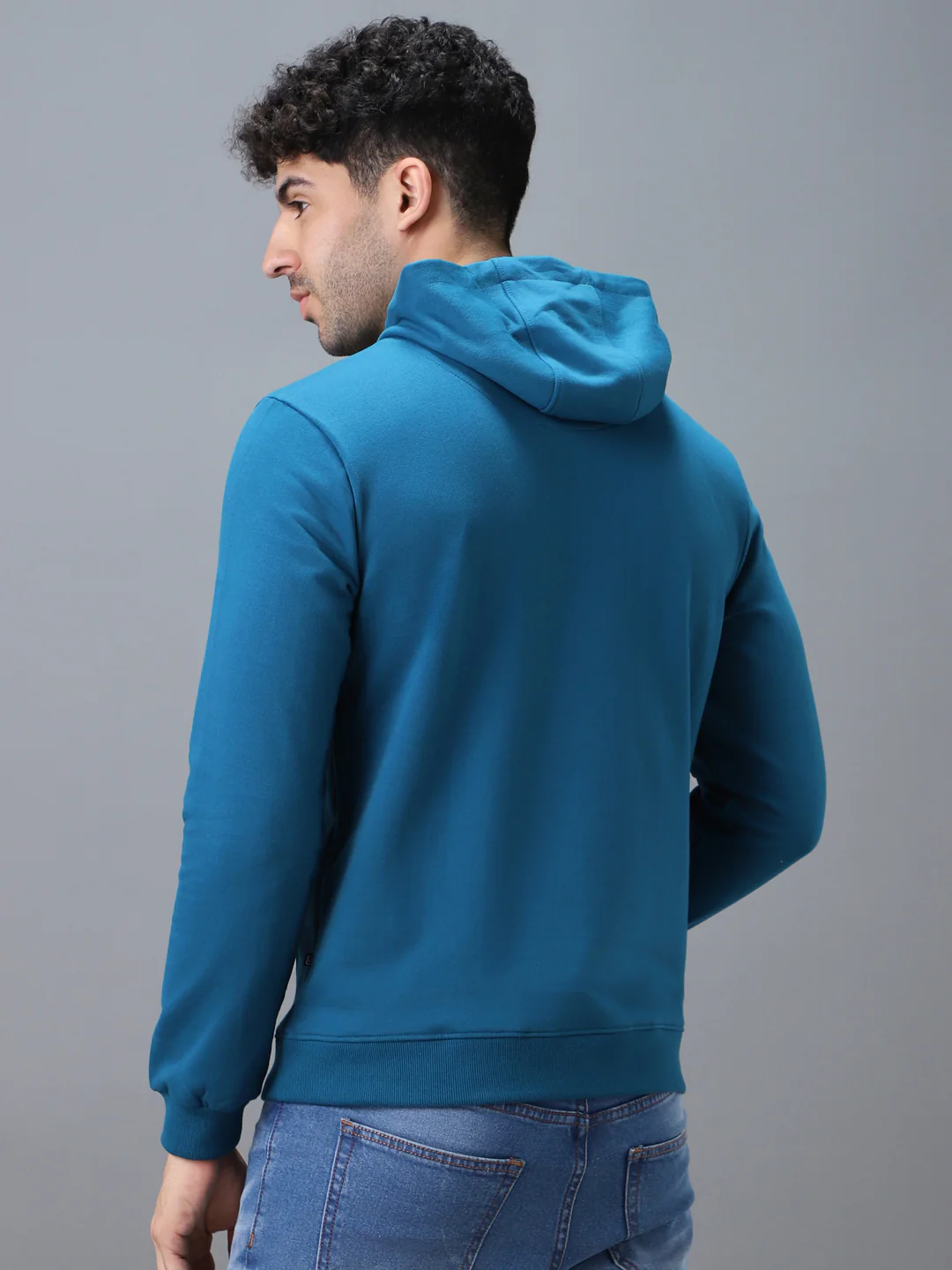 Men's Green Cotton Graphic Print Hooded Neck Sweatshirt - Image 3