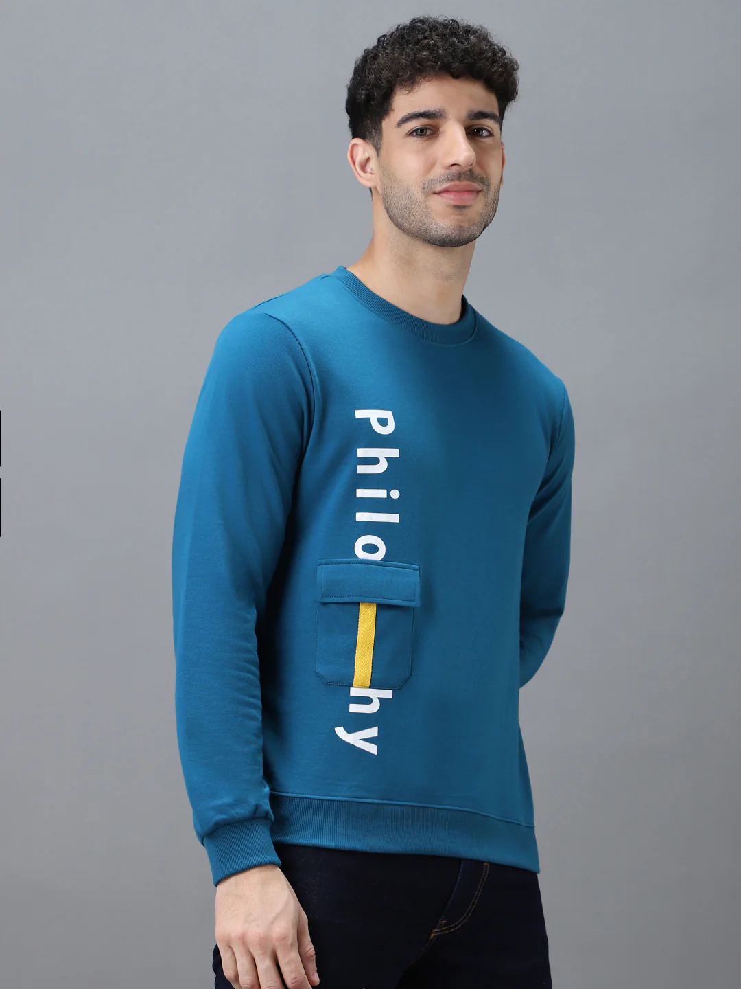 Men's Green Cotton Graphic Print Round Neck Sweatshirt - Image 2