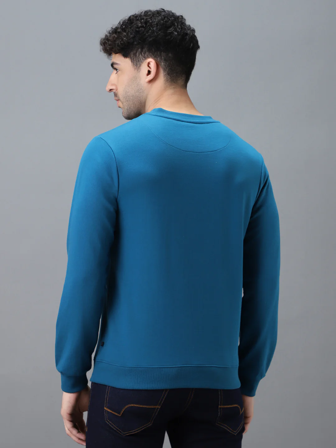 Men's Green Cotton Graphic Print Round Neck Sweatshirt - Image 3
