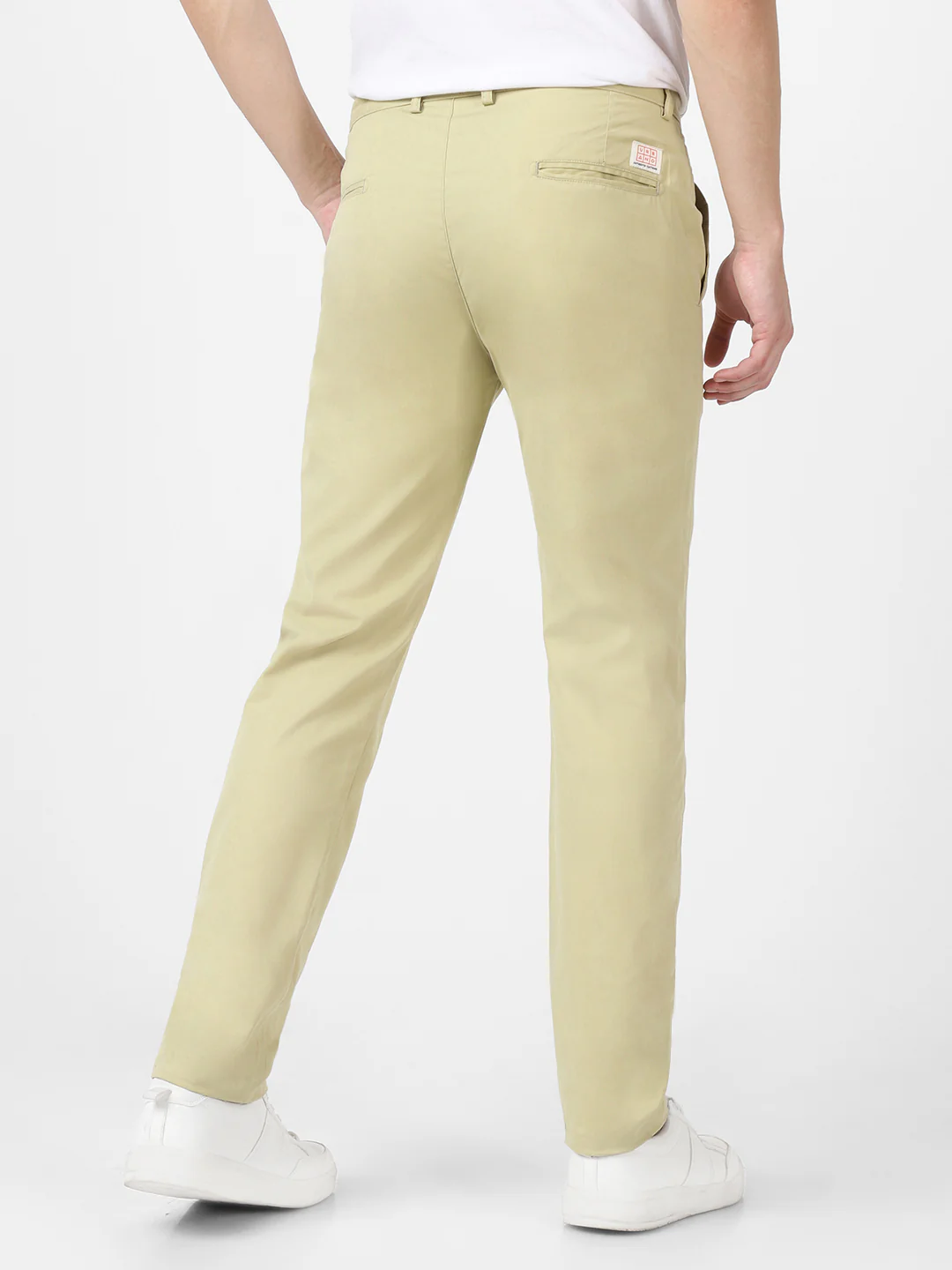 Men's Green Cotton Slim Fit Casual Chinos Trousers - Image 3
