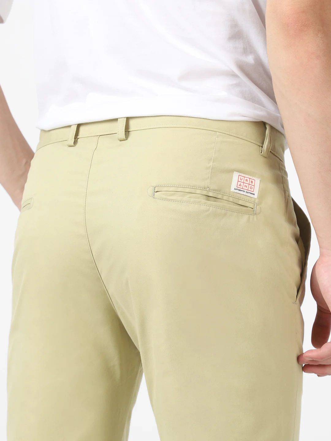 Men's Green Cotton Slim Fit Casual Chinos Trousers - Image 5