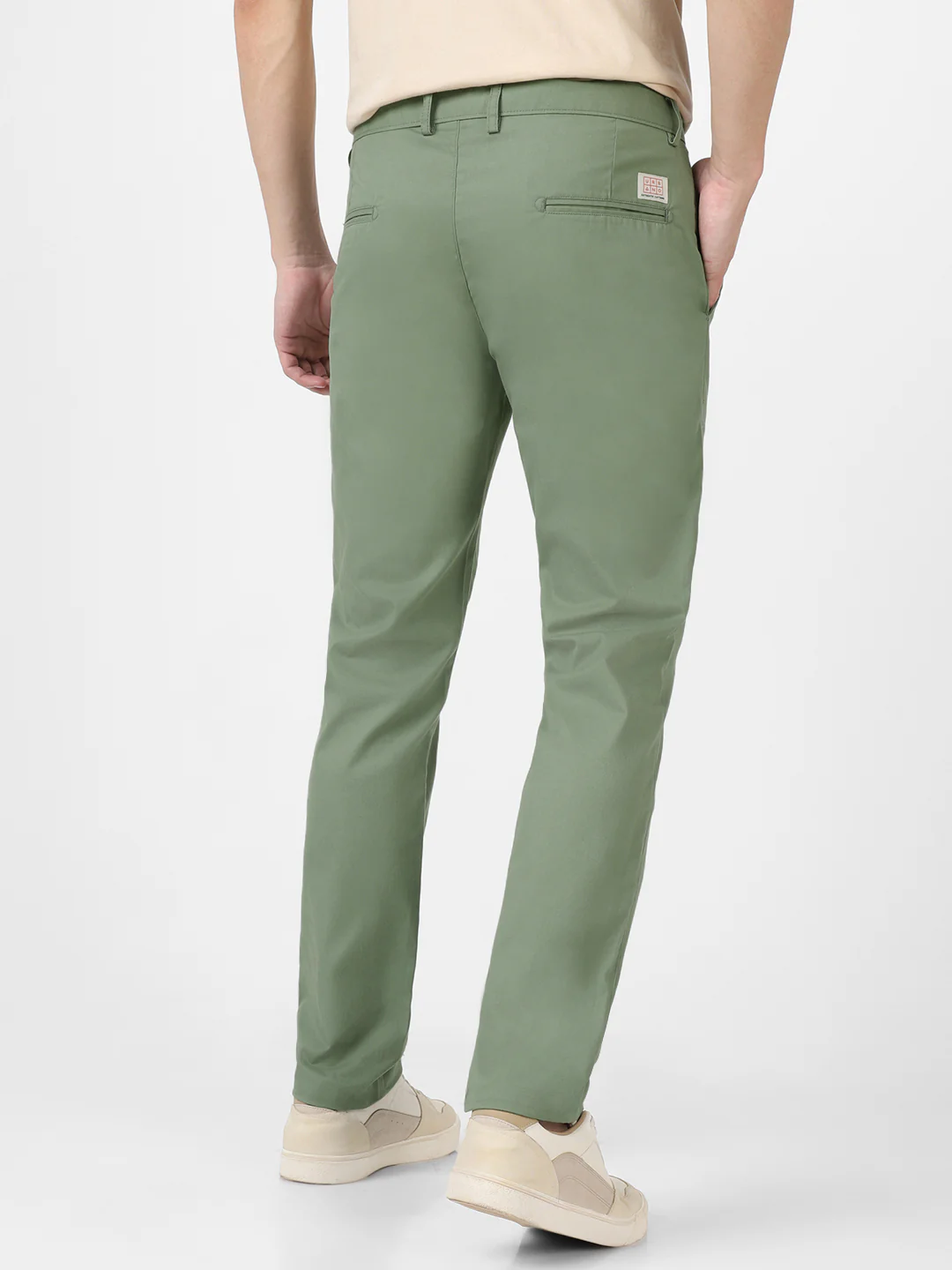 Men's Green Cotton Slim Fit Casual Chinos Trousers - Image 4