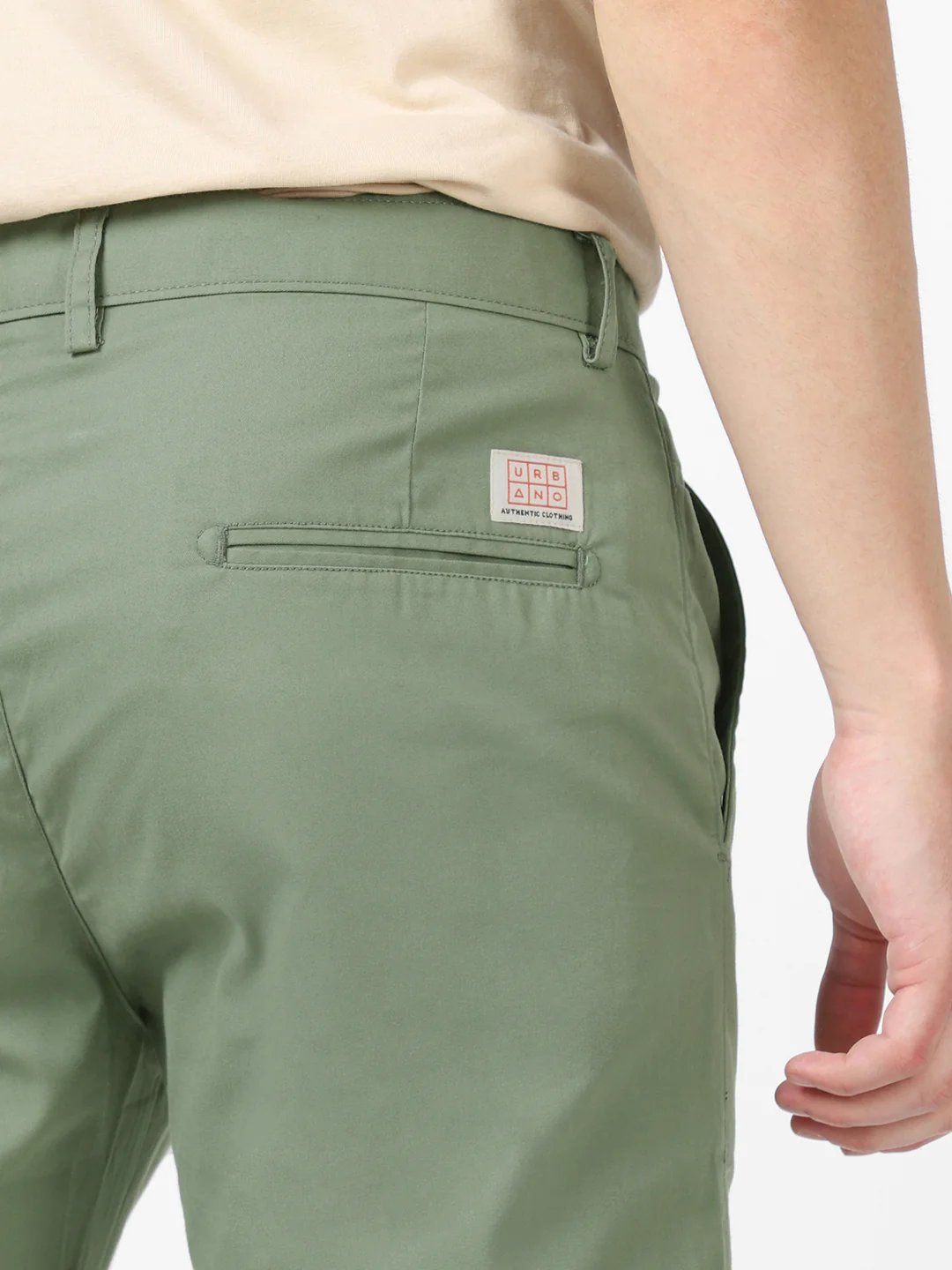 Men's Green Cotton Slim Fit Casual Chinos Trousers - Image 6