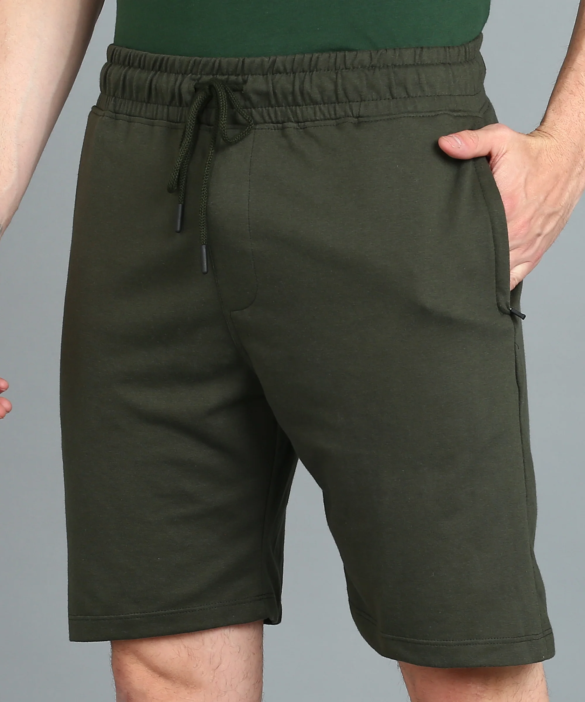 Men's Green Cotton Regular Shorts Stretchable - Image 5