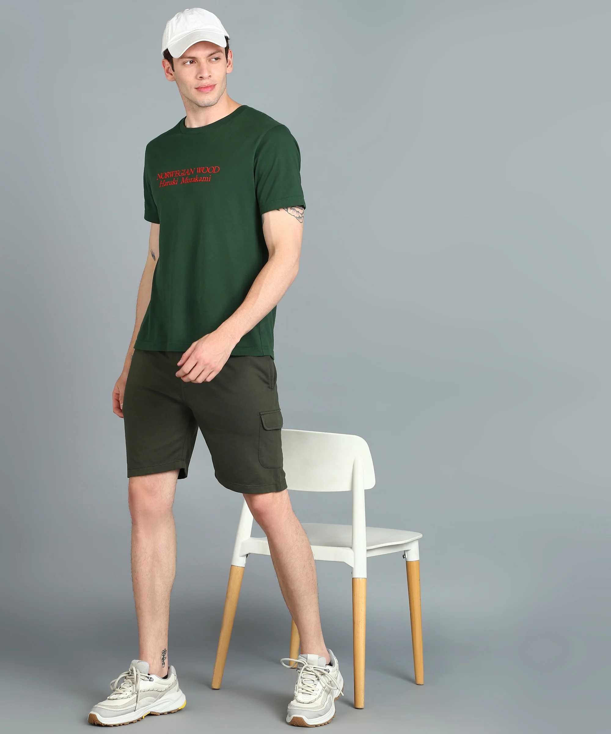 Men's Green Cotton Regular Shorts Stretchable - Image 3