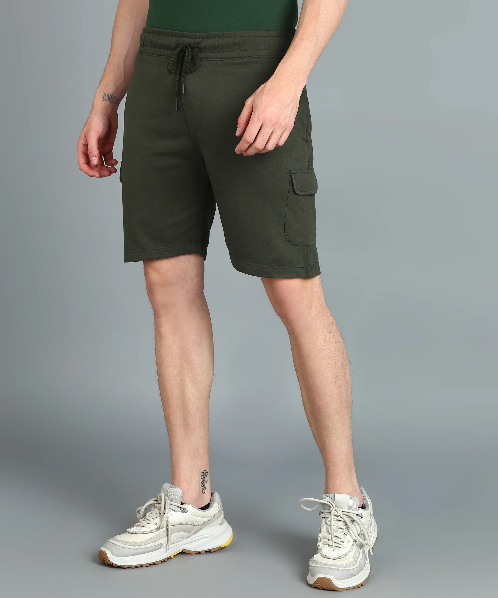 Men's Green Cotton Regular Shorts Stretchable - Image 5