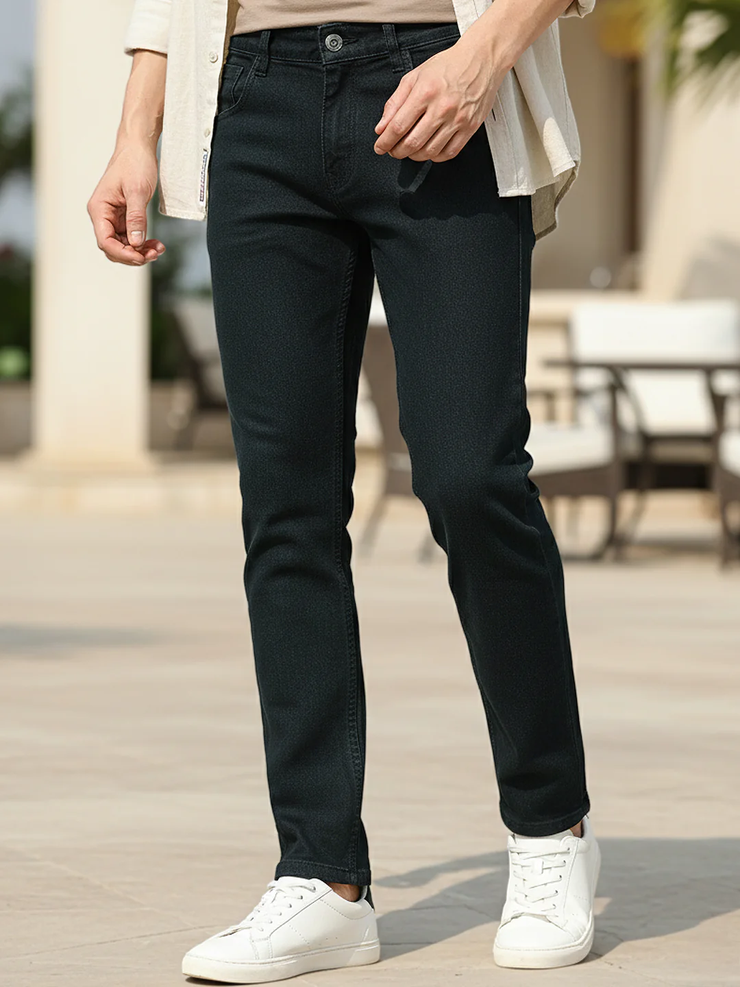 Men's Green Slim Fit Jeans stretchable