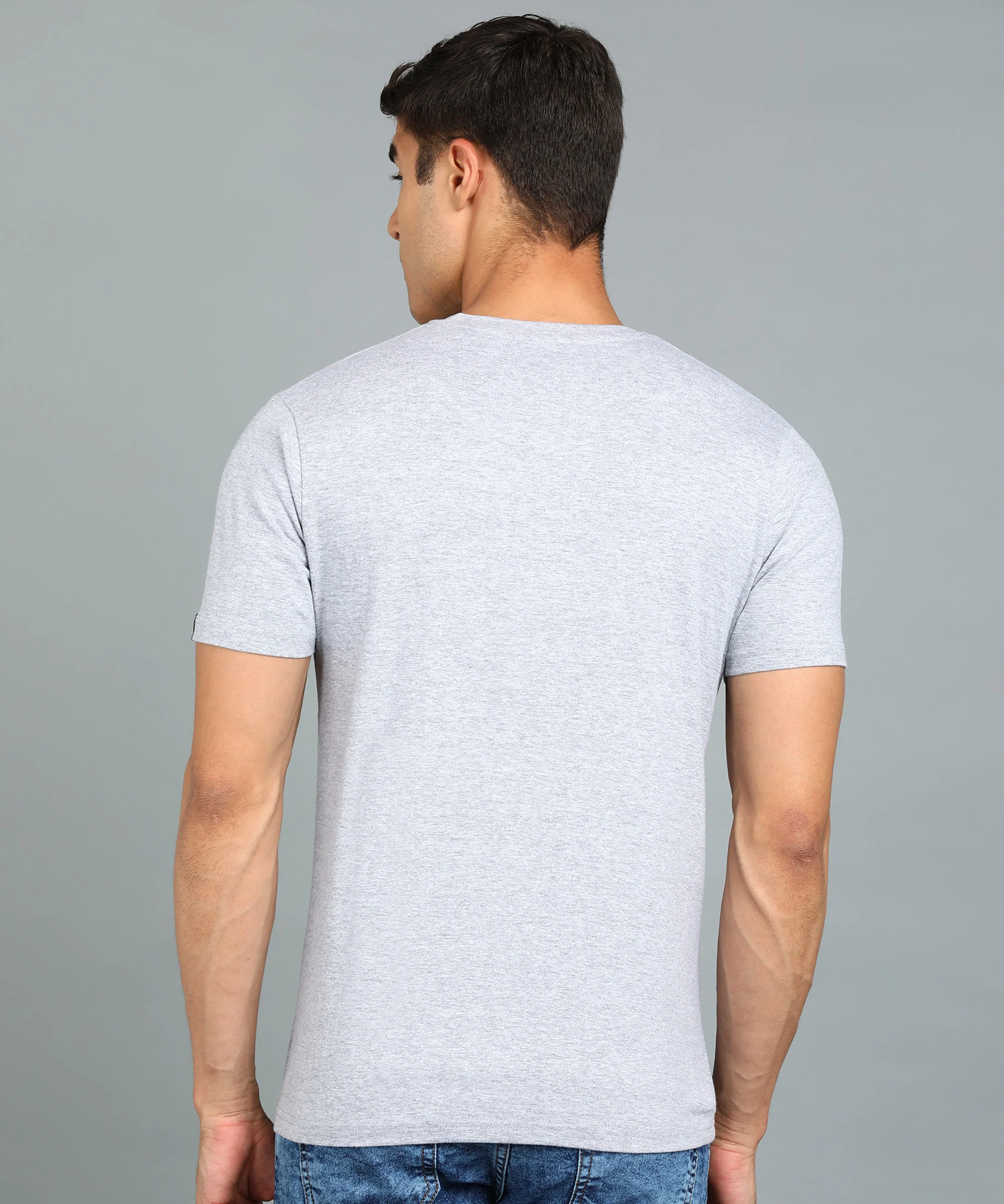 Men's Grey, Black Military Camouflage Printed Slim Fit Half Sleeve Cotton T-Shirt - Image 3