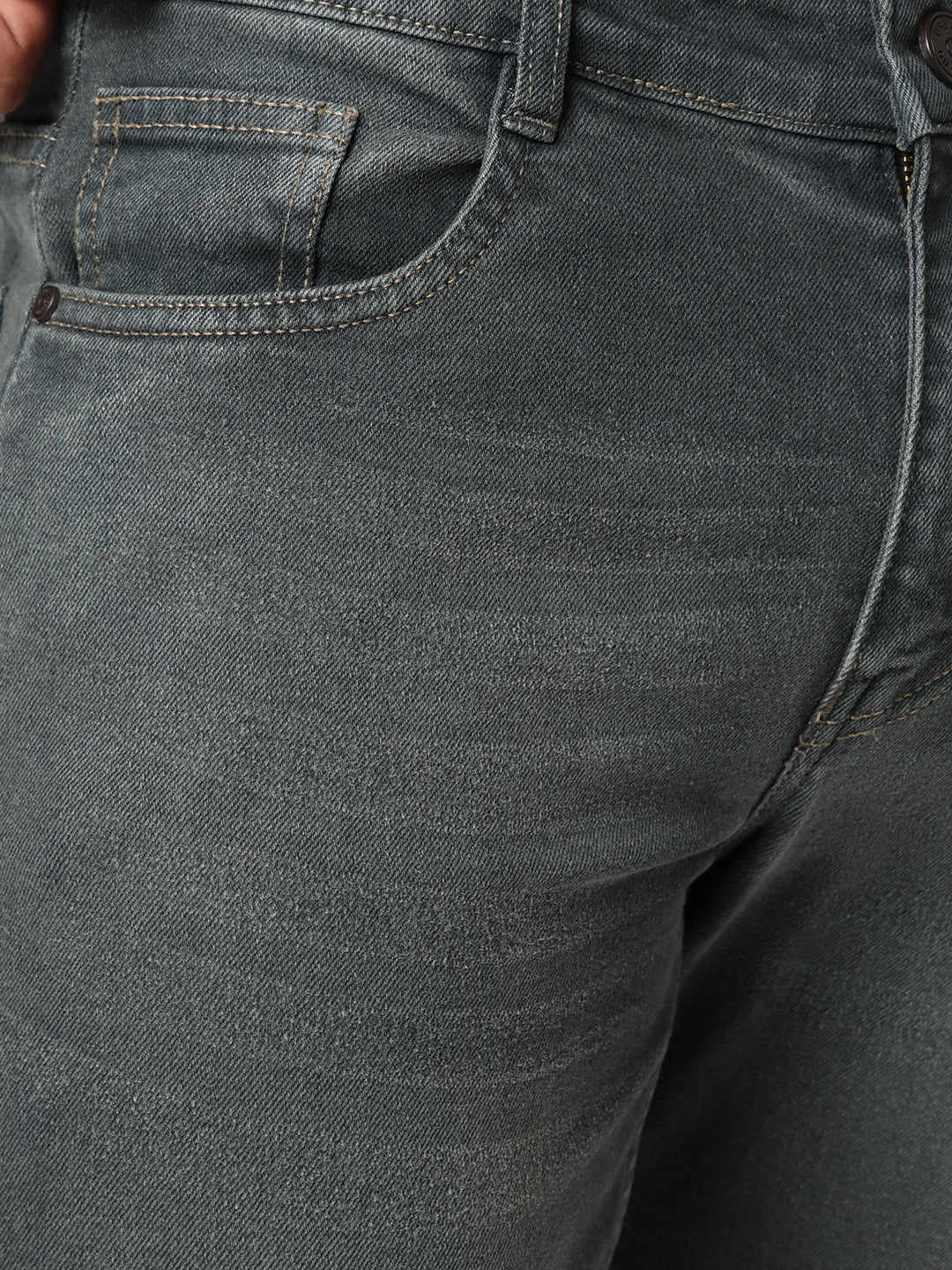 Men's Grey Bootcut Fit Mid Rise Heavy Washed Jeans Stretchable - Image 6
