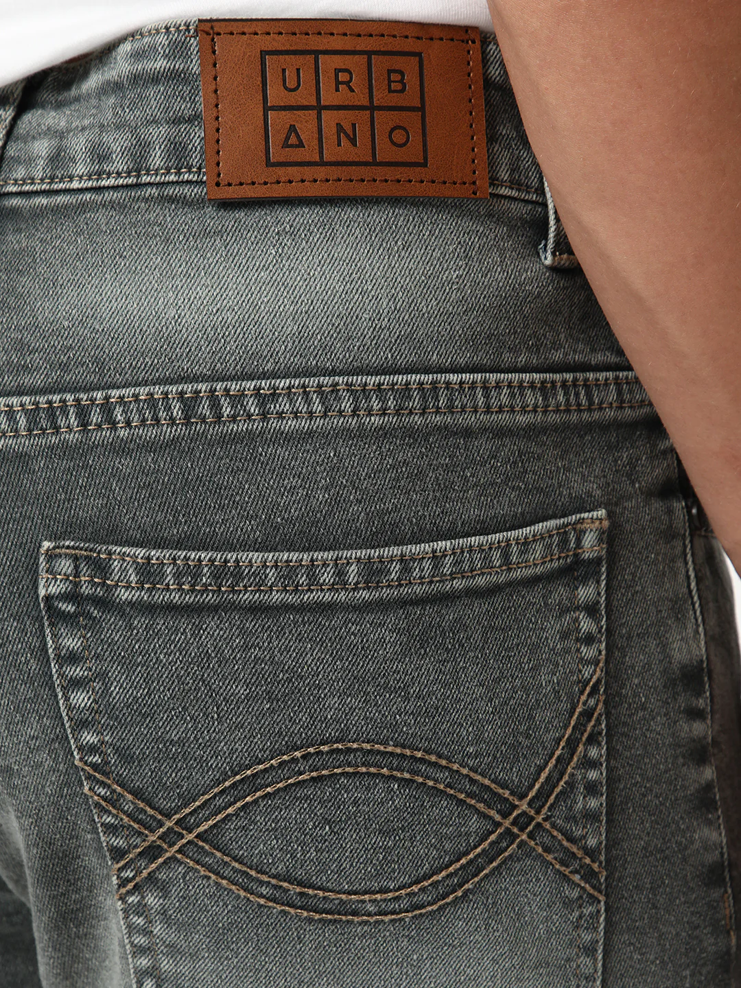 Men's Grey Bootcut Fit Mid Rise Tinted Heavy Washed Jeans Stretchable - Image 7