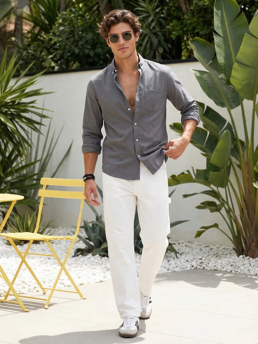 Men's Grey Cotton Full Sleeve Regular Fit Solid Oxford Shirt With Button-Down Collar - Image 4