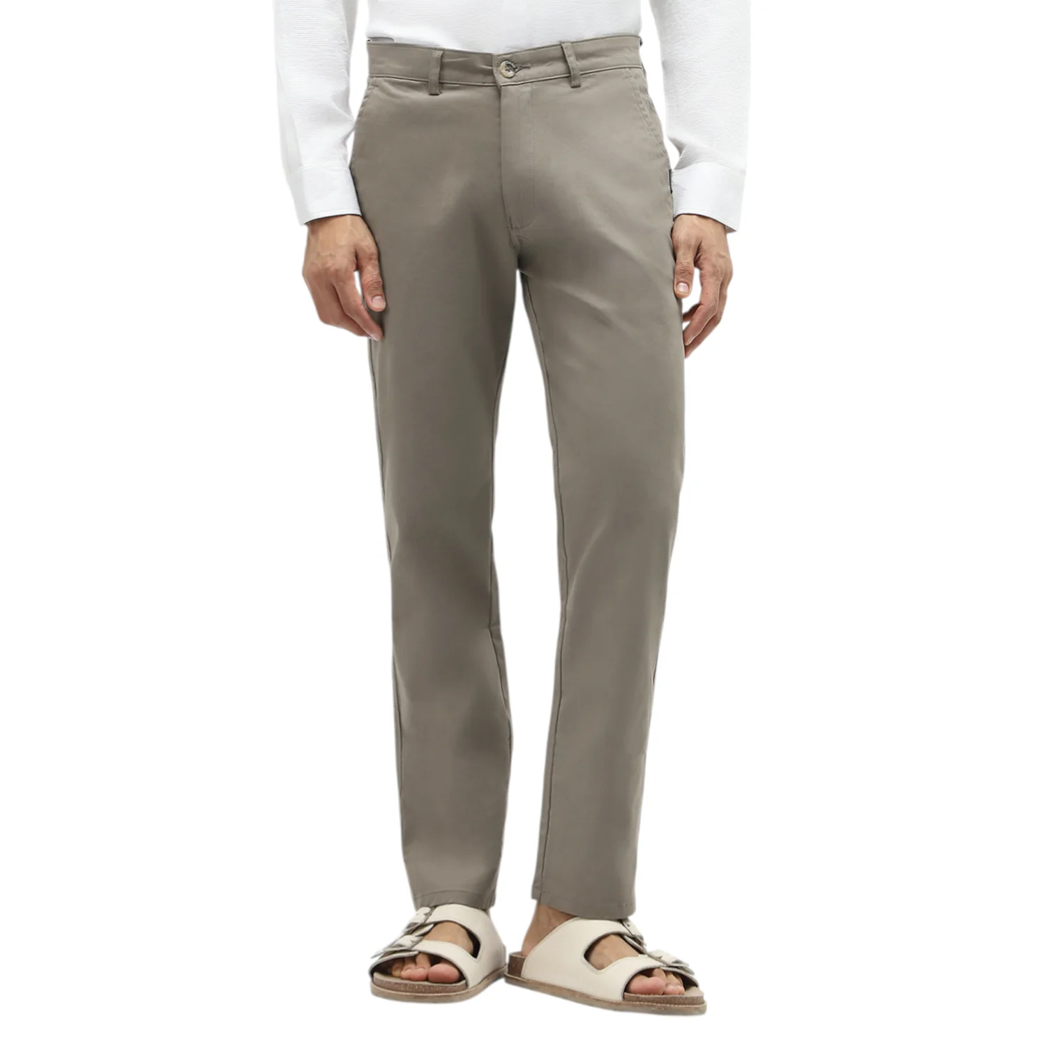 Men's Grey Slim Fit Stretchable Casual Chinos - Image 2