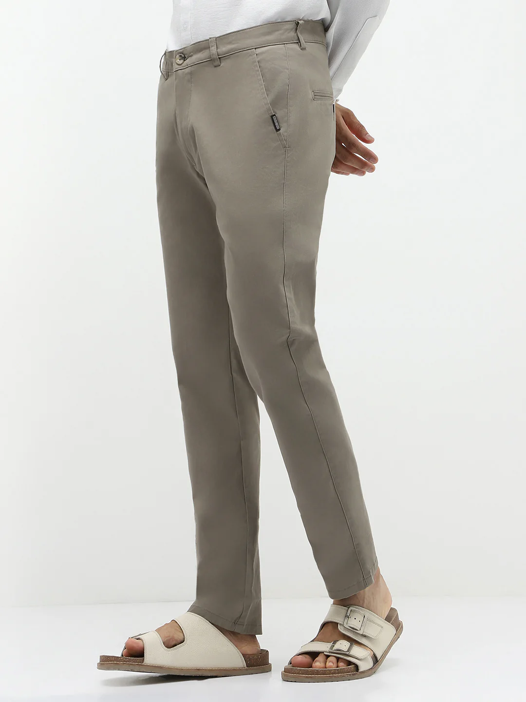 Men's Grey Slim Fit Stretchable Casual Chinos - Image 3