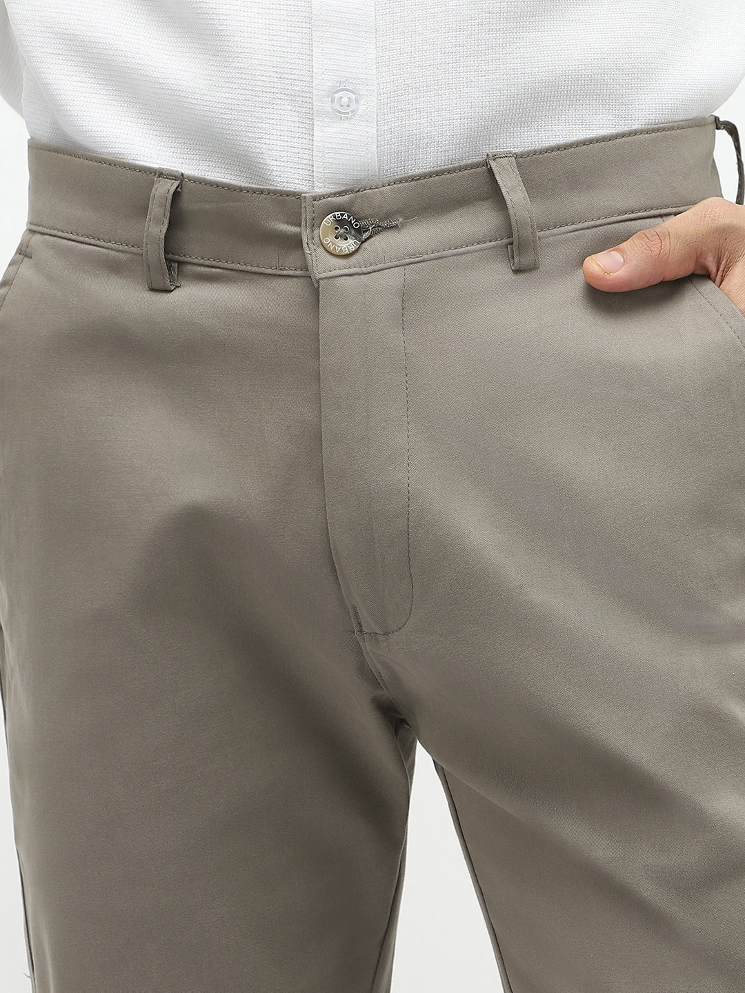 Men's Grey Slim Fit Stretchable Casual Chinos - Image 6