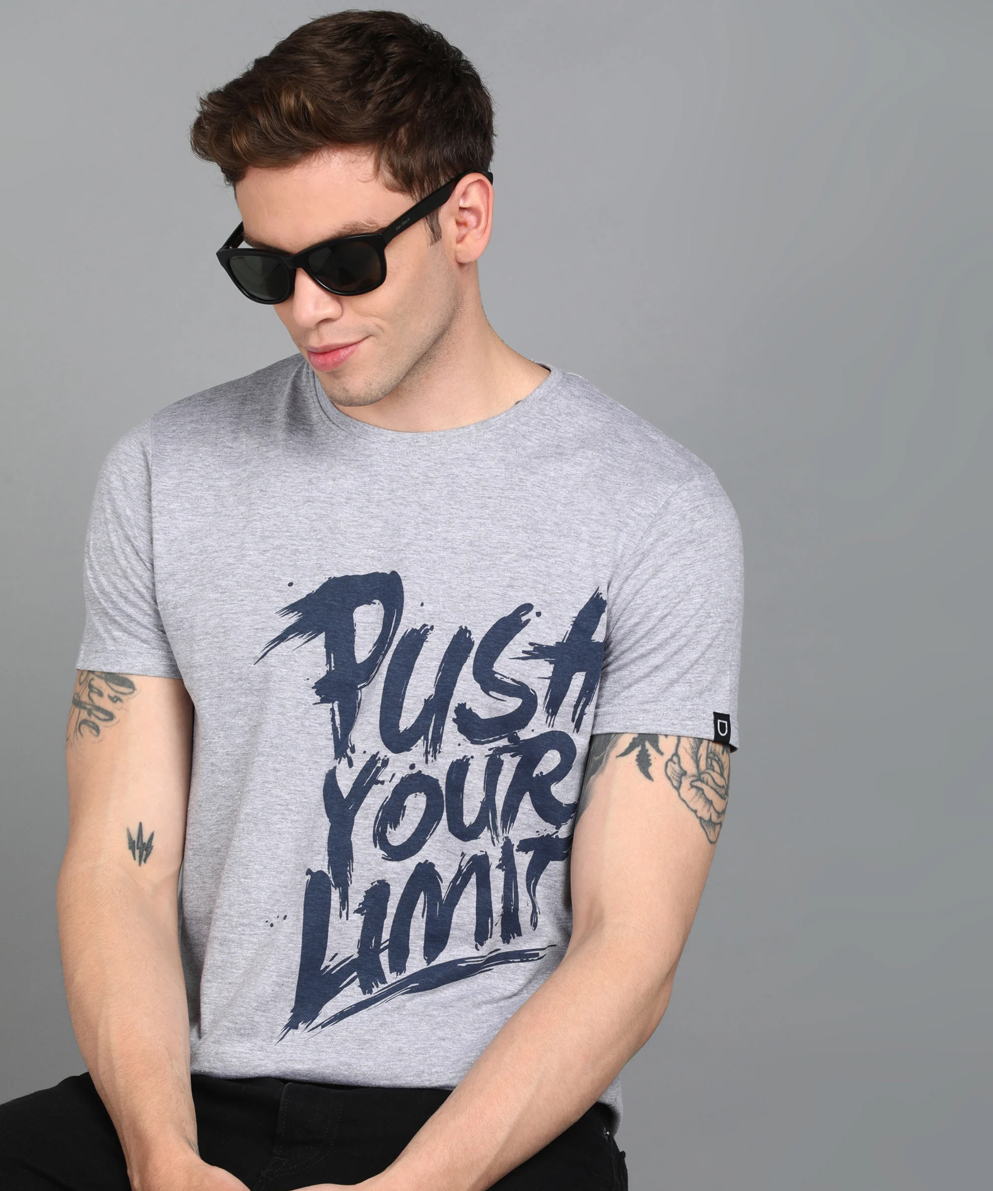 Urbano Fashion Men's Grey Graphic Printed Round Neck Half Sleeve Slim Fit Cotton T-Shirt - Image 4
