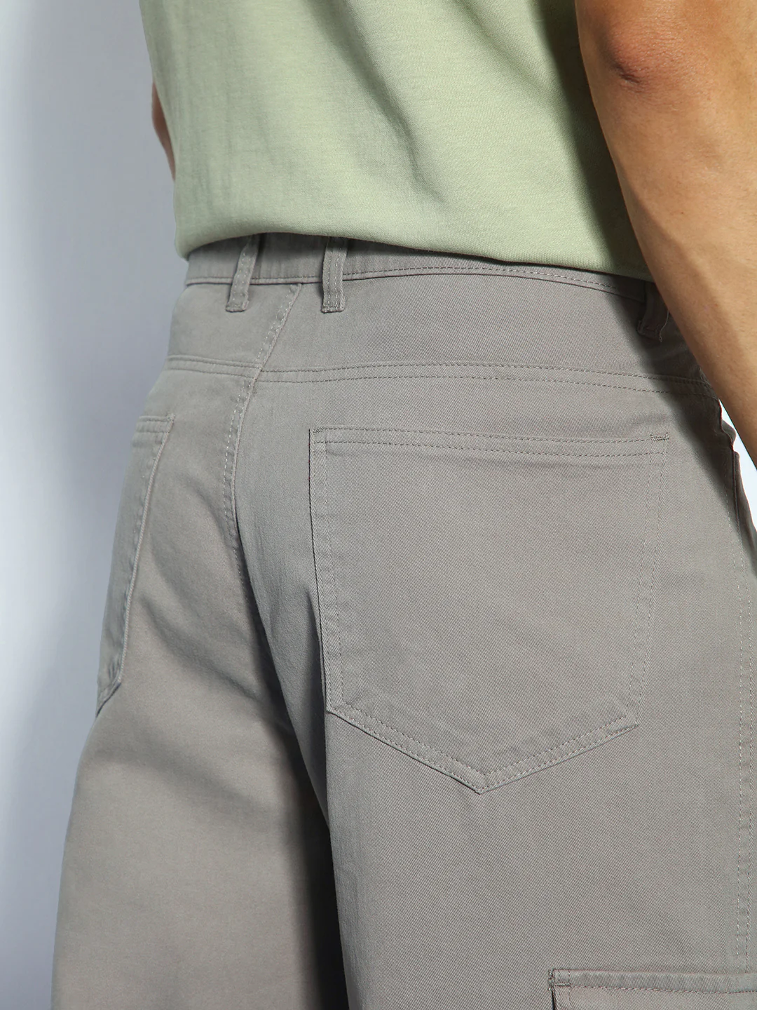 Men's Grey Loose Baggy Fit Cargo Chino Pant with 8 Pockets Stretchable - Image 8