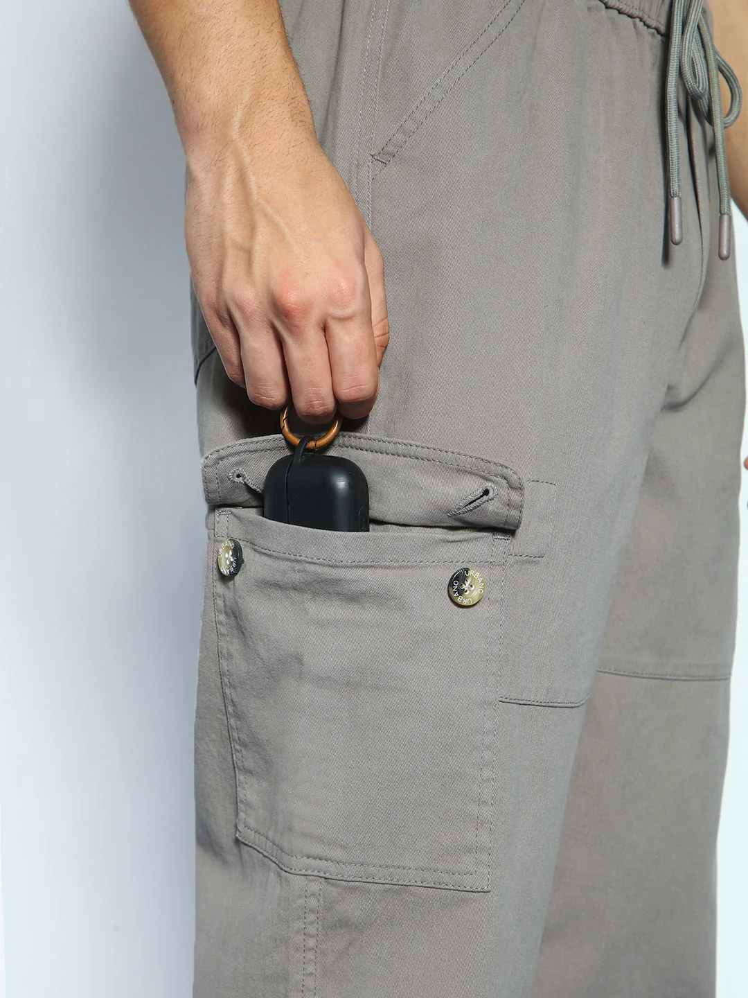 Men's Grey Loose Baggy Fit Cargo Jogger Chino Pant with 6 Pockets Stretchable - Image 6