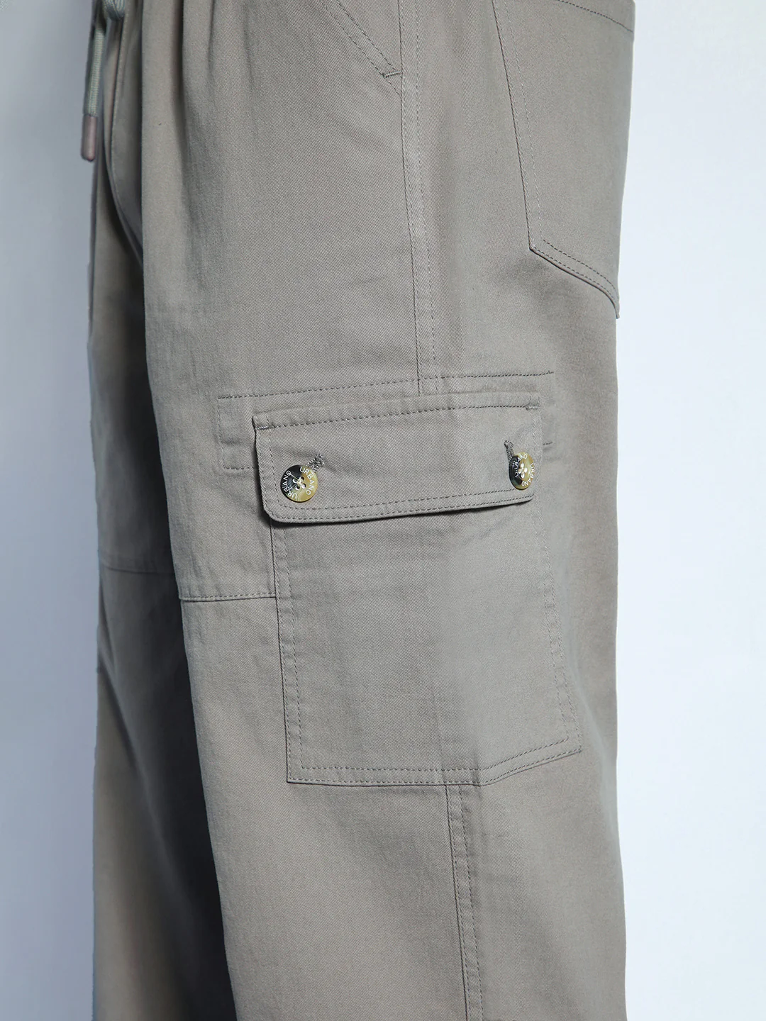 Men's Grey Loose Baggy Fit Cargo Jogger Chino Pant with 6 Pockets Stretchable - Image 7