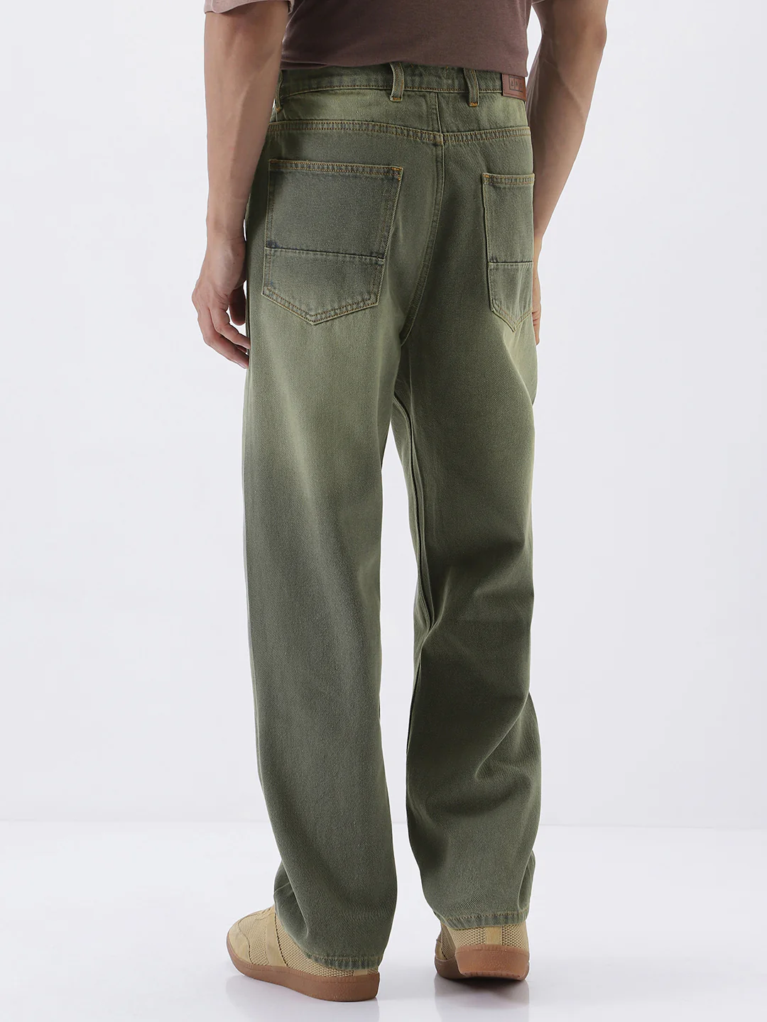 Men's Grey Loose Baggy Fit Heavy Washed Jeans Non-Stretchable - Image 4