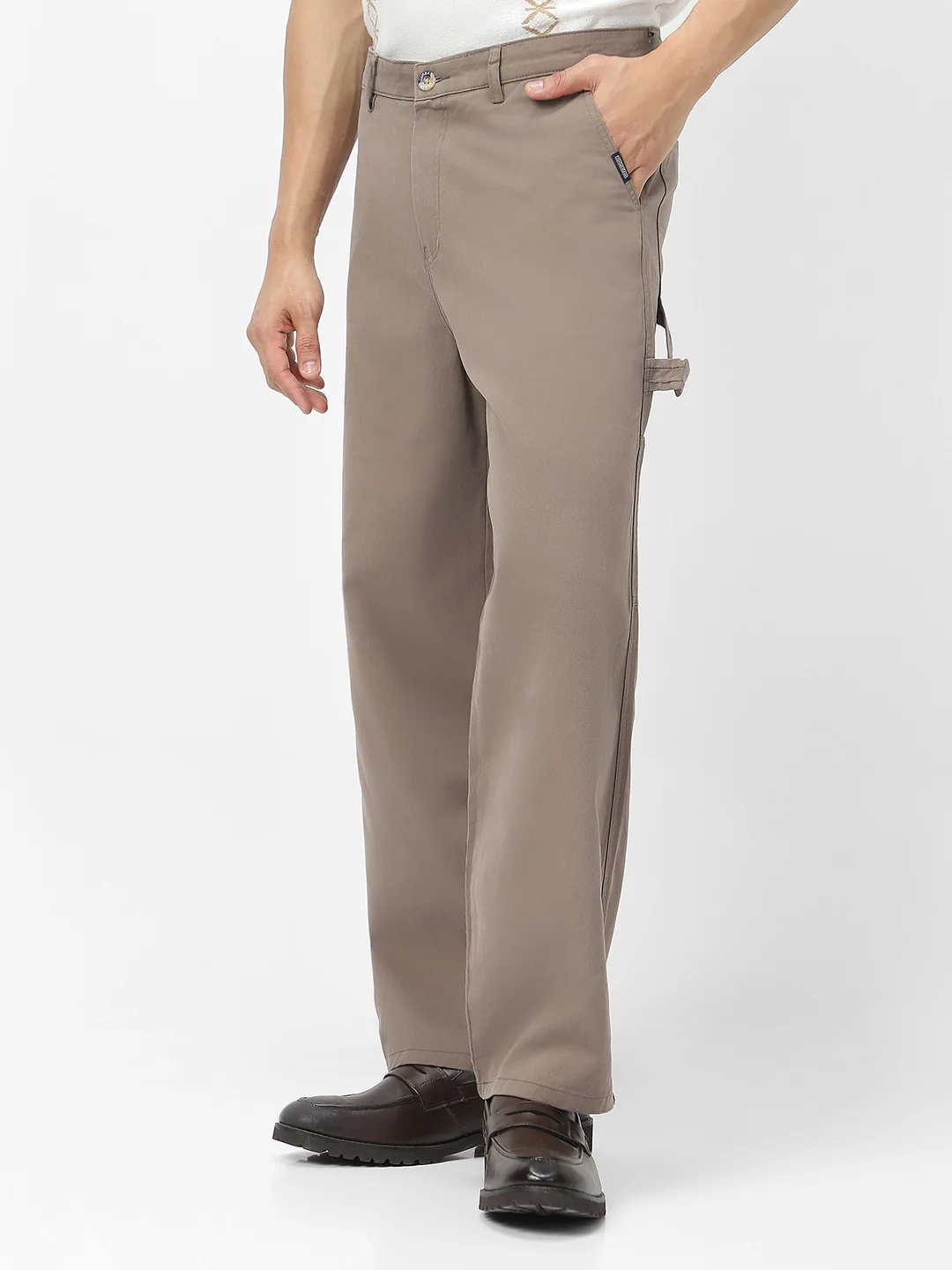 Men's Grey Loose Baggy Fit Solid Carpenter Trouser Pant with 5 Pockets Non-Stretchable - Image 3