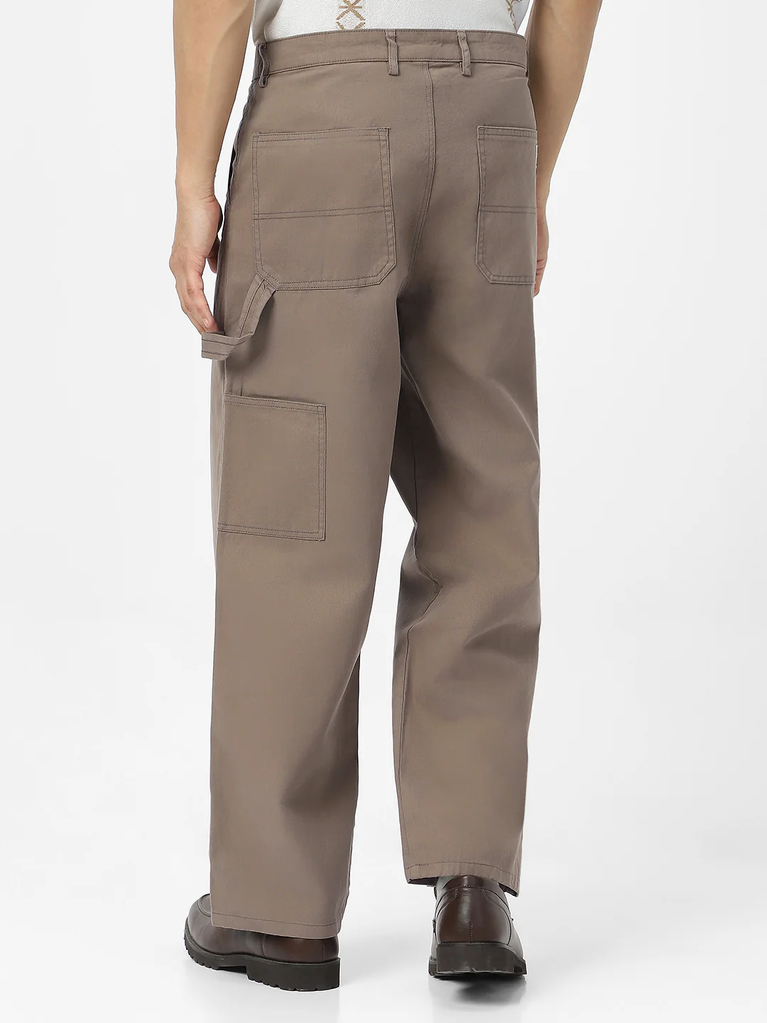 Men's Grey Loose Baggy Fit Solid Carpenter Trouser Pant with 5 Pockets Non-Stretchable - Image 4