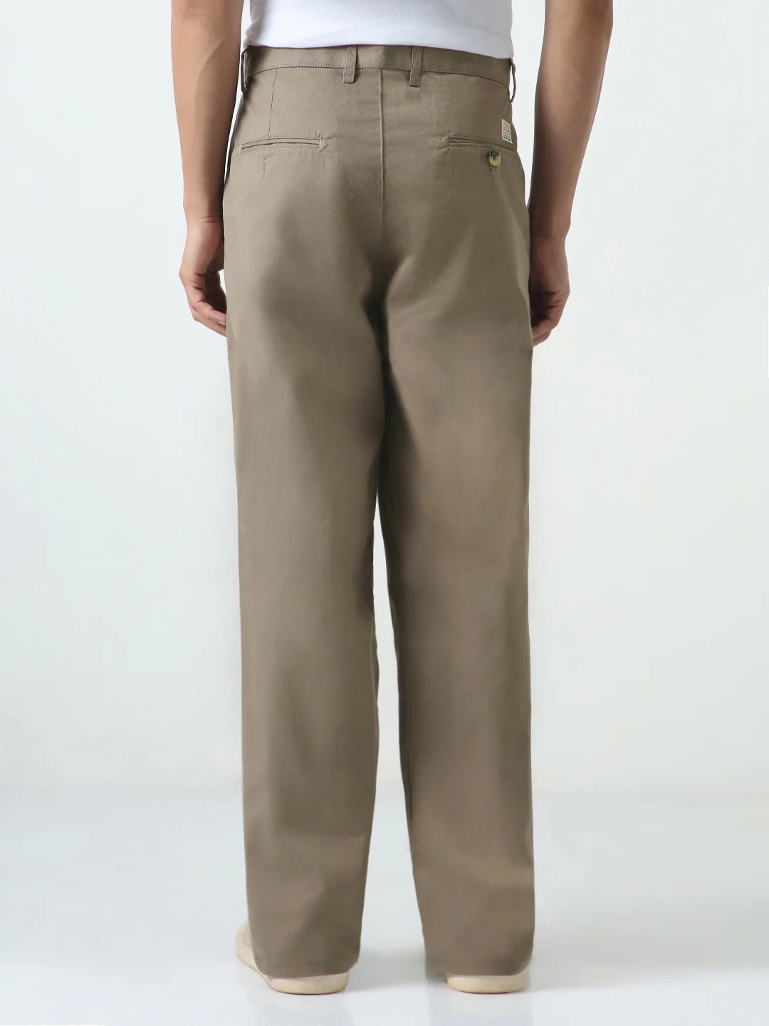 Men's Grey Loose Baggy Fit Solid Chino Trousers Non-Stretchable - Image 4