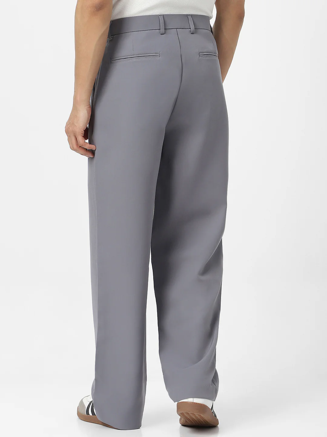 Men's Grey Loose Baggy Fit Solid Korean Pants Stretchable - Image 4
