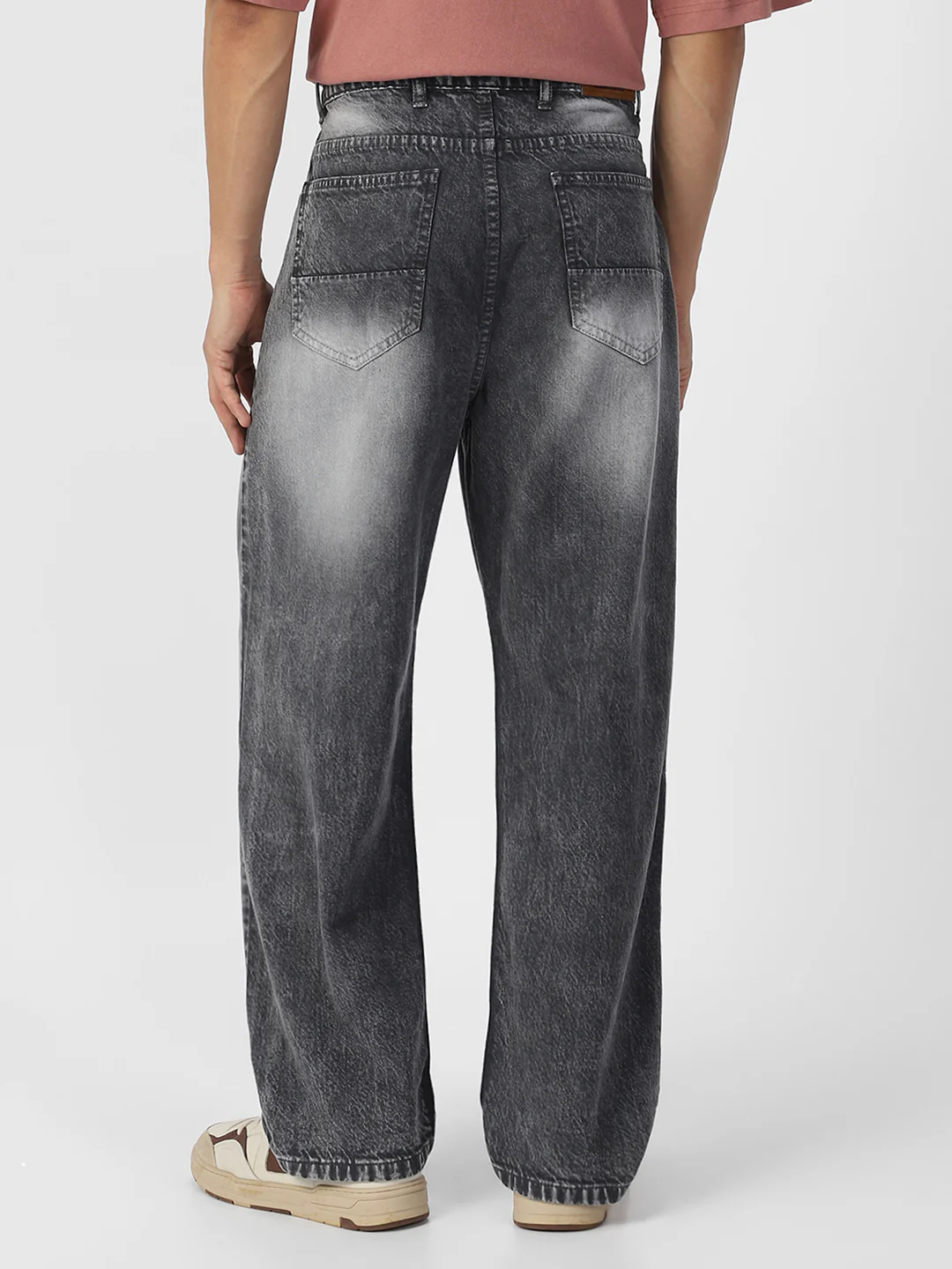 Men's Grey Loose Baggy Fit Washed Distressed/Torn Jeans Non-Stretchable - Image 4