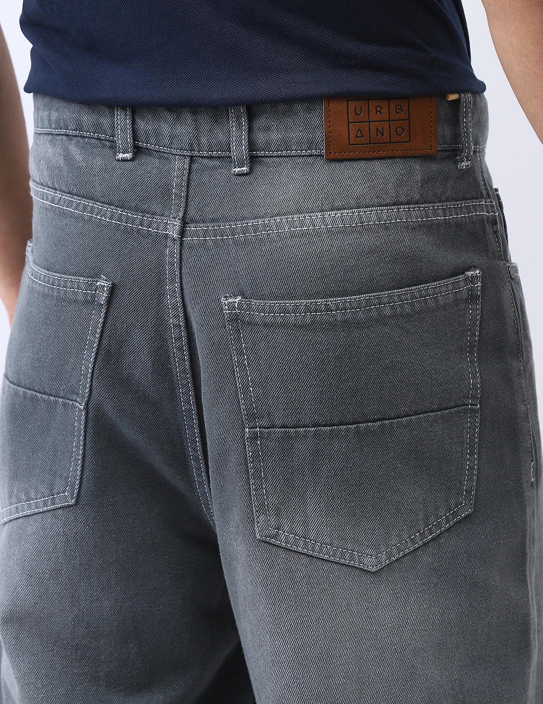 Men's Grey Loose Baggy Fit Washed Jeans Non-Stretchable - Image 7