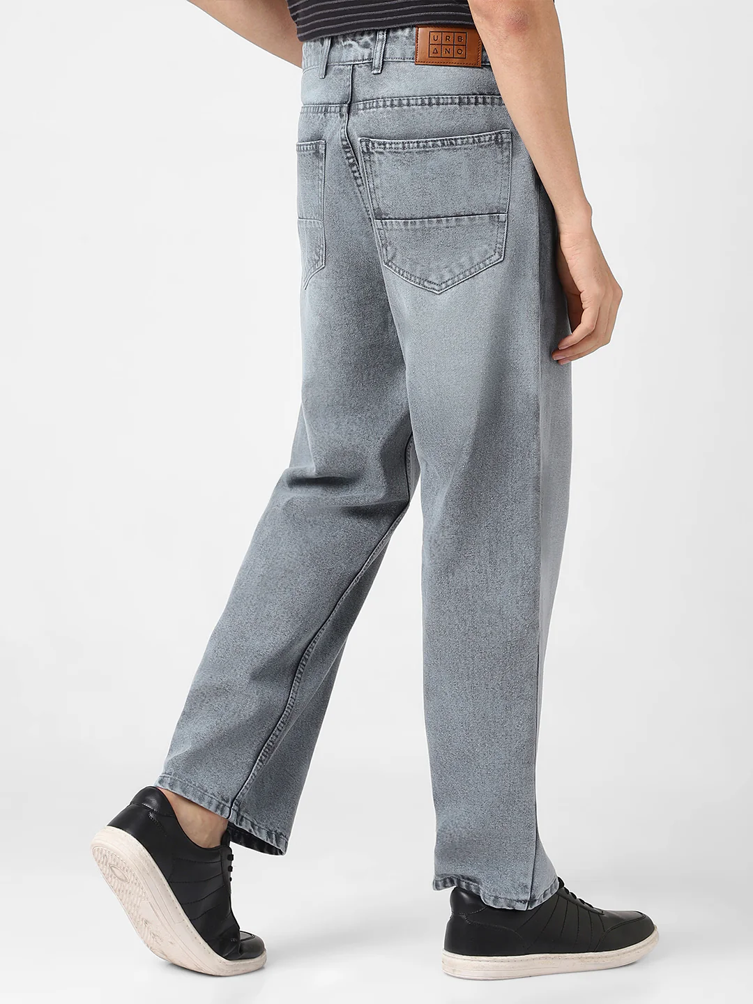 Men's Grey Loose Baggy Fit Washed Jeans Non-Stretchable - Image 3