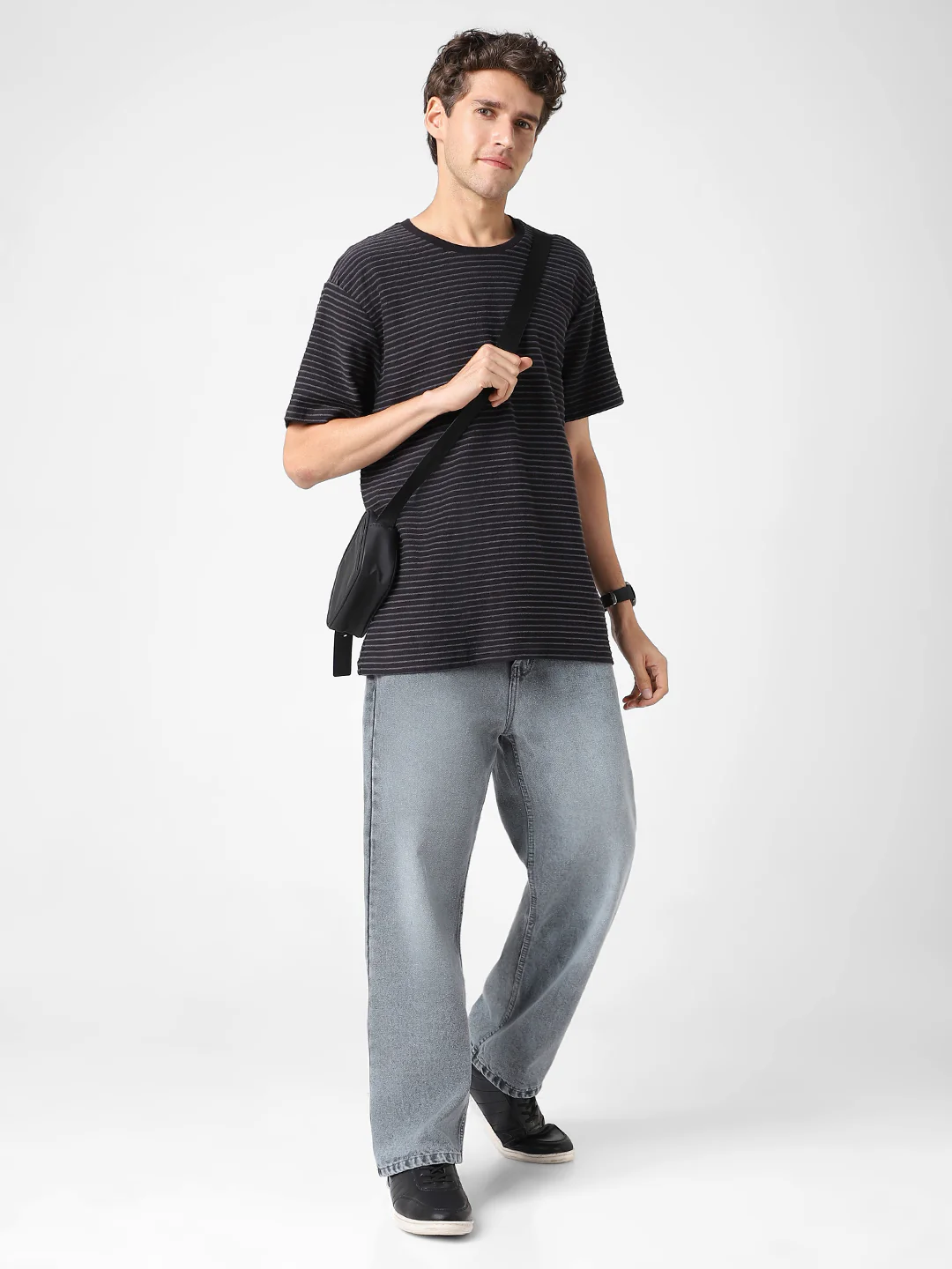 Men's Grey Loose Baggy Fit Washed Jeans Non-Stretchable - Image 4