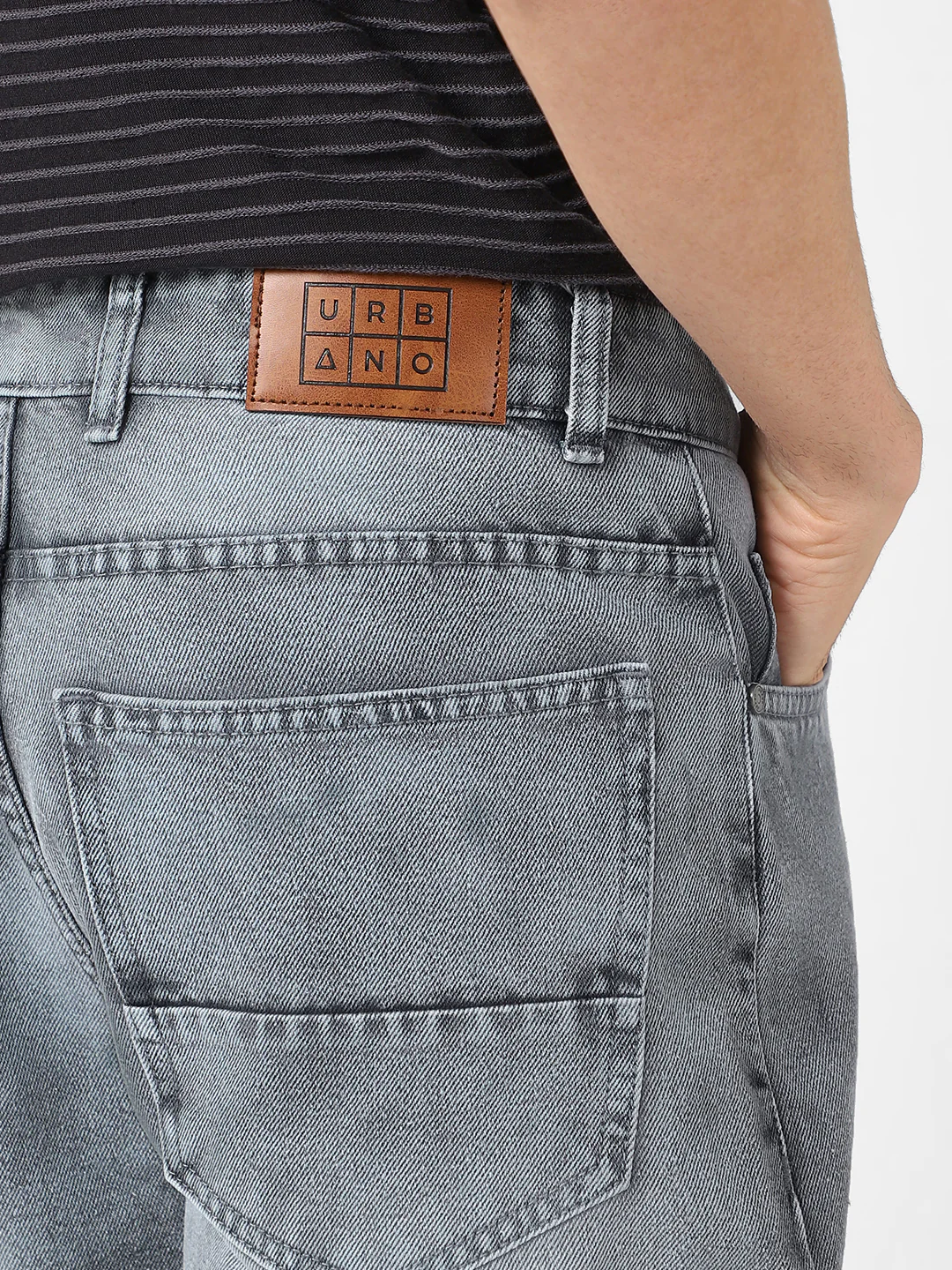 Men's Grey Loose Baggy Fit Washed Jeans Non-Stretchable - Image 5