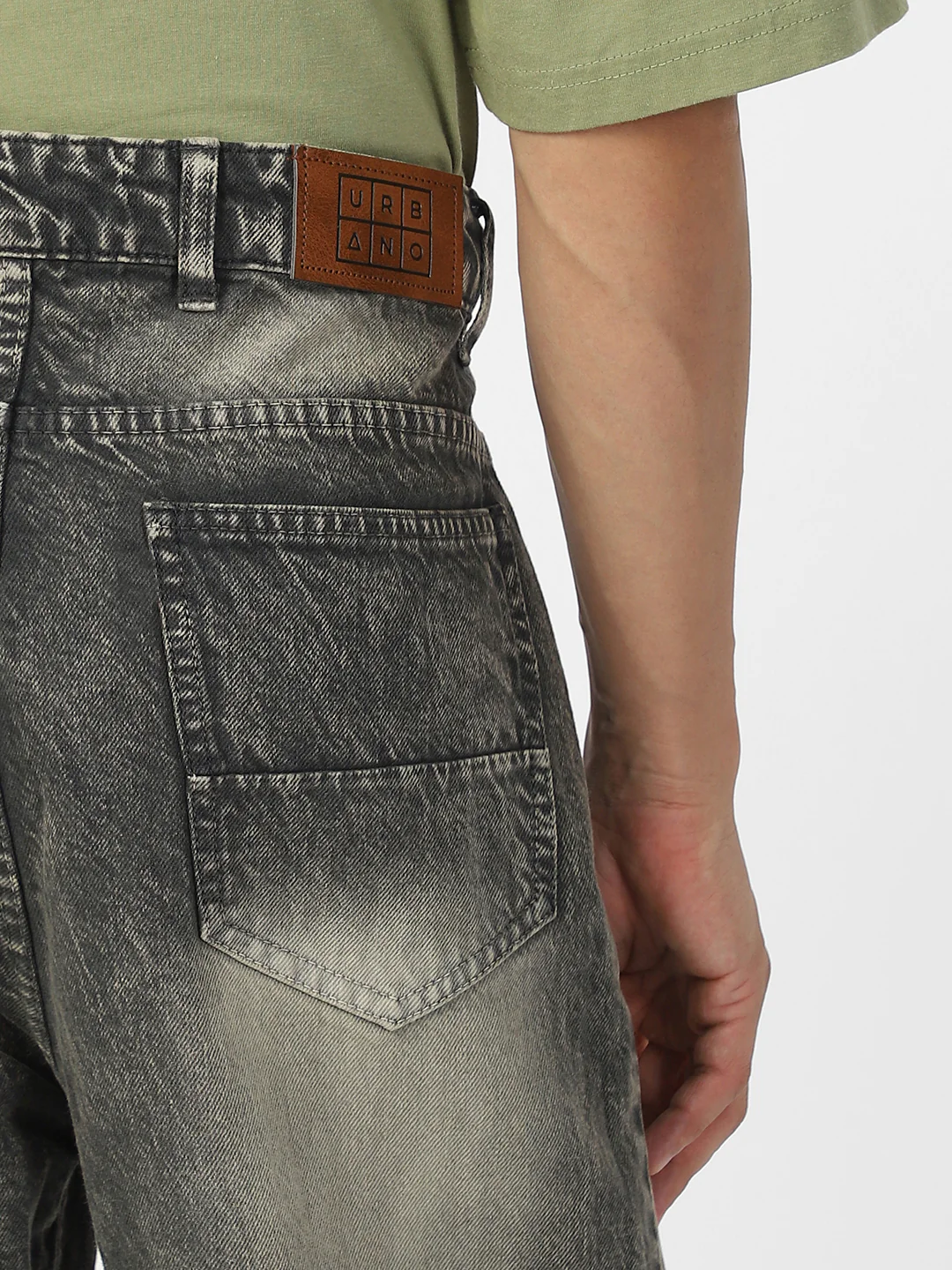 Men's Grey Loose Baggy Fit Washed Jeans Non-Stretchable - Image 5