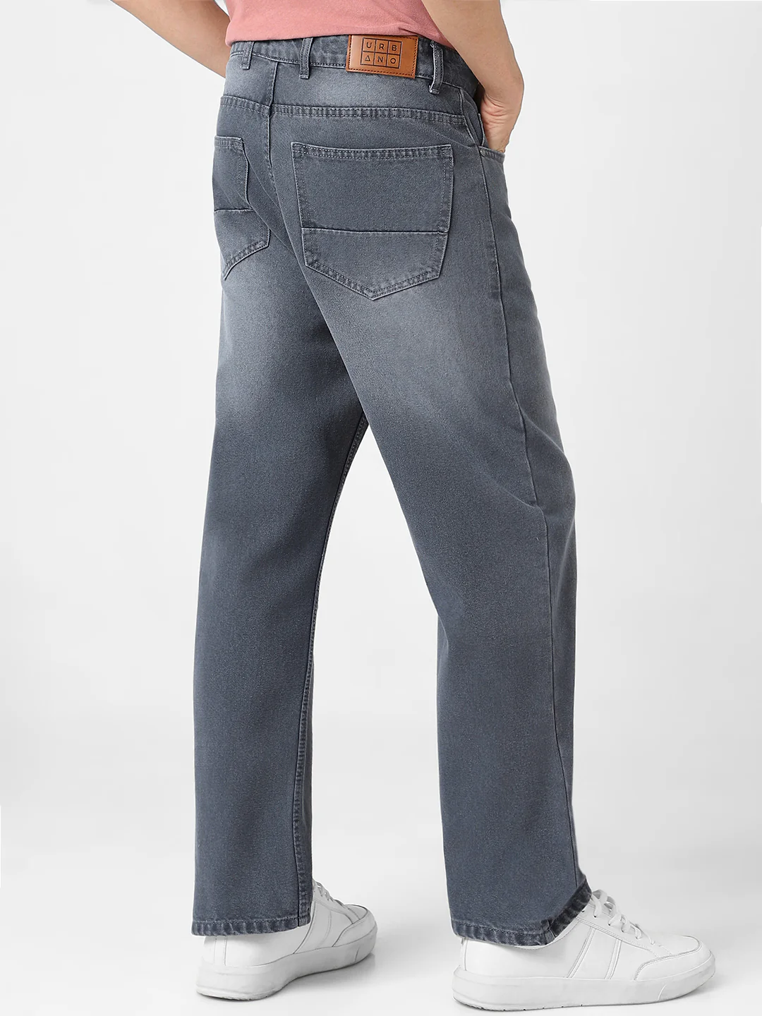 Men's Grey Loose Baggy Fit Washed Jeans Non-Stretchable - Image 4