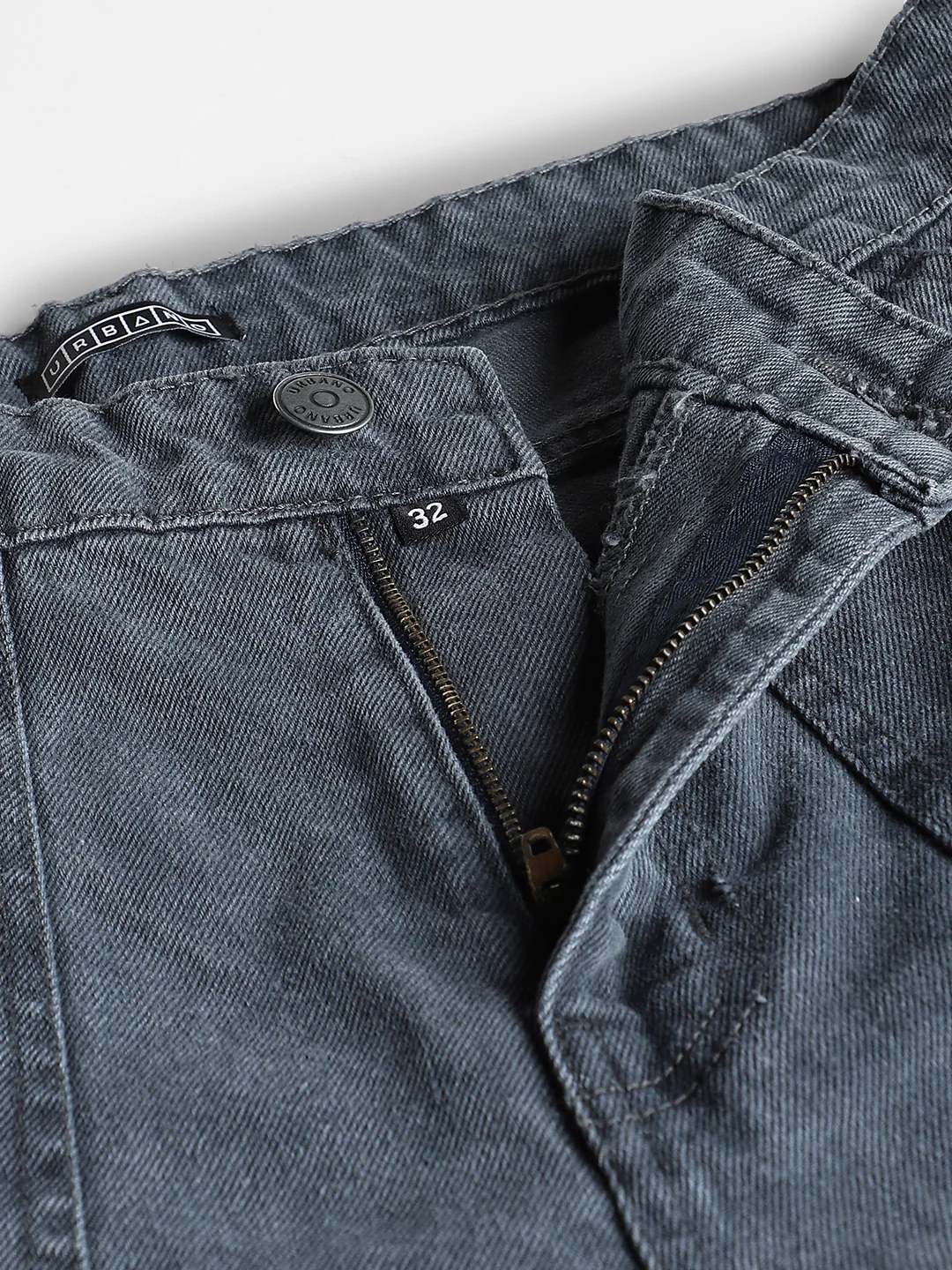 Men's Grey Loose Fit Cargo Jeans with 6 Pockets Non-Stretchable - Image 5