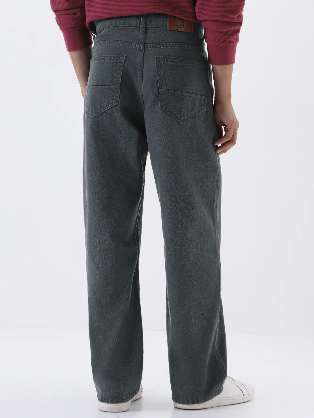 Men's Grey Loose Fit Washed Jeans Non-Stretchable - Image 3