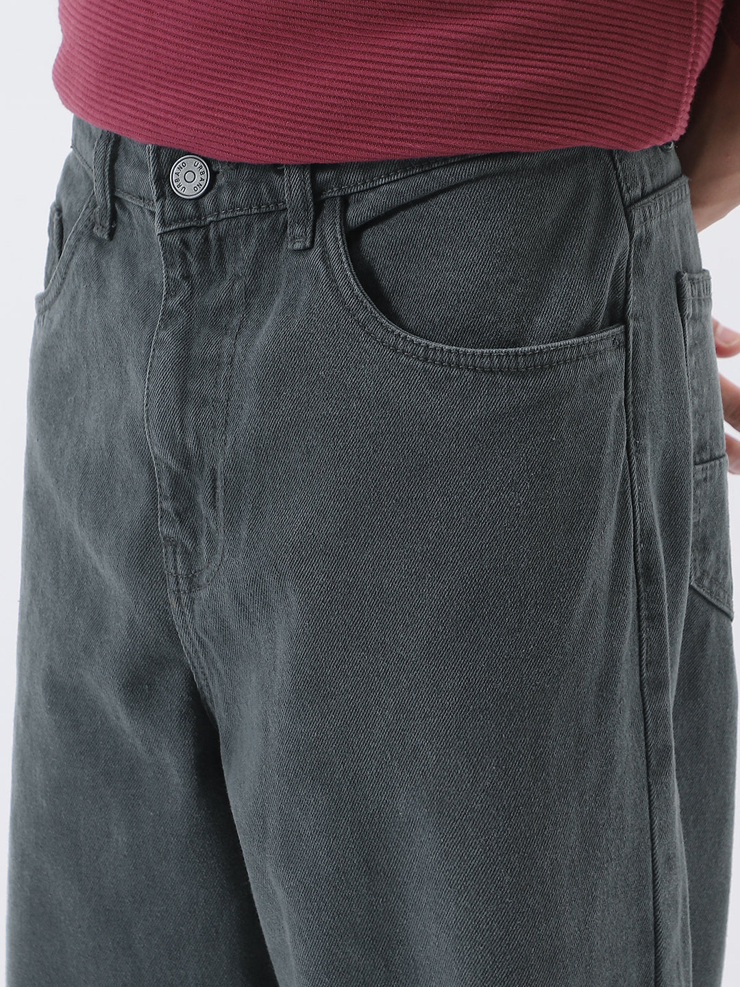 Men's Grey Loose Fit Washed Jeans Non-Stretchable - Image 5