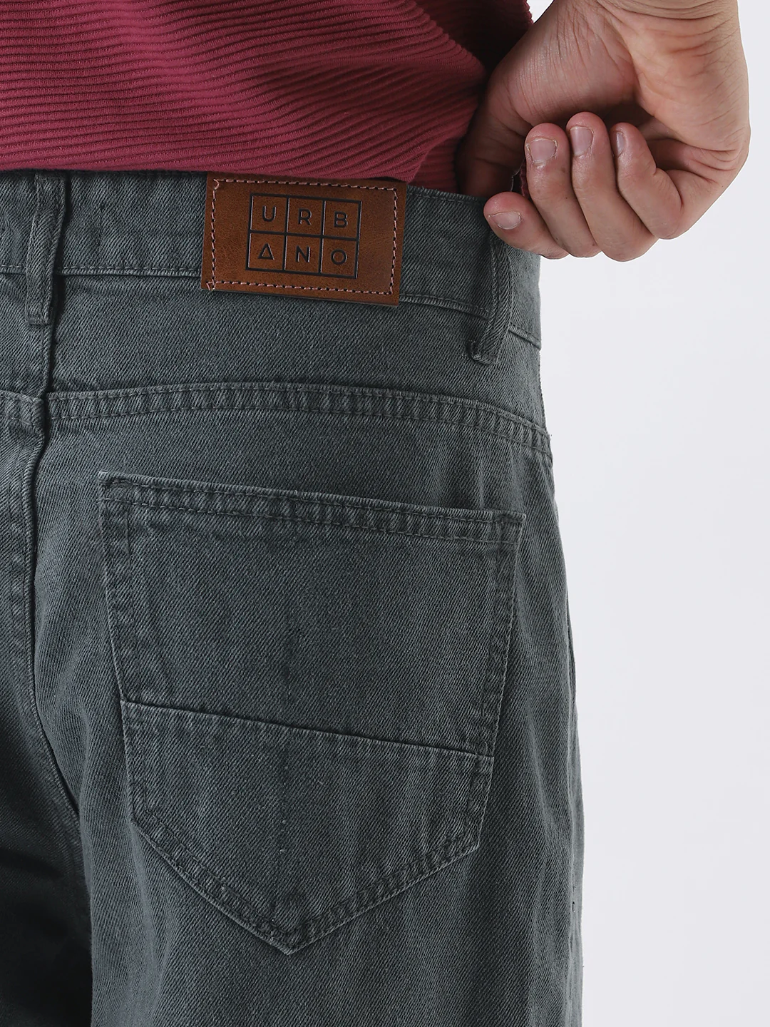 Men's Grey Loose Fit Washed Jeans Non-Stretchable - Image 6