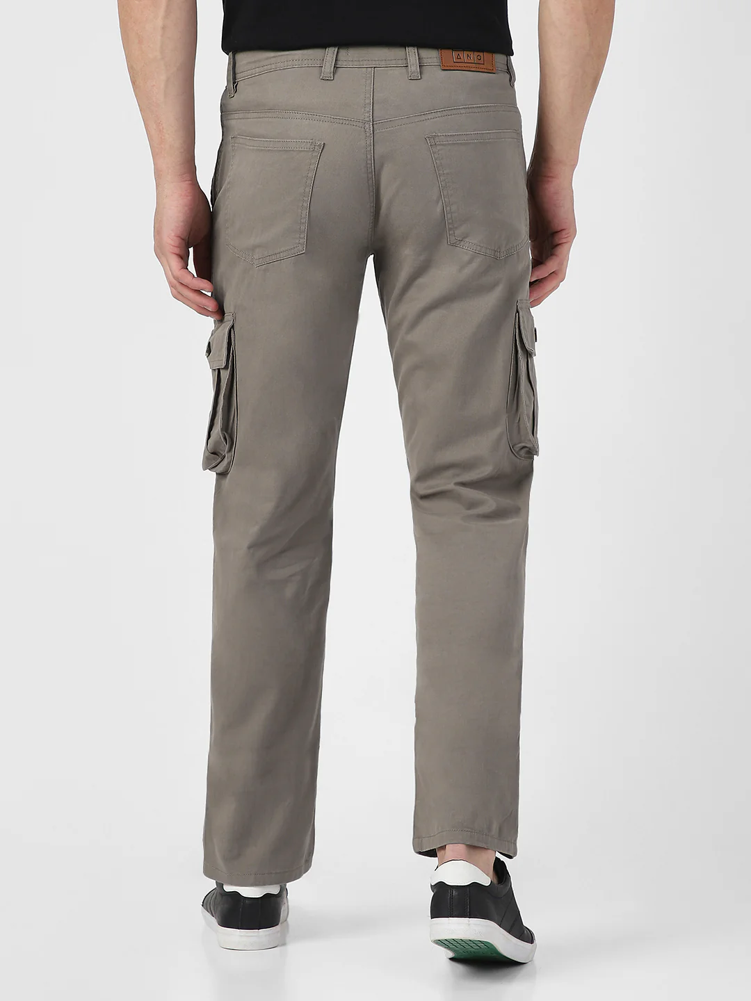 Men's Grey Regular Fit Solid Cargo Chino Pant with 6 Pockets - Image 5