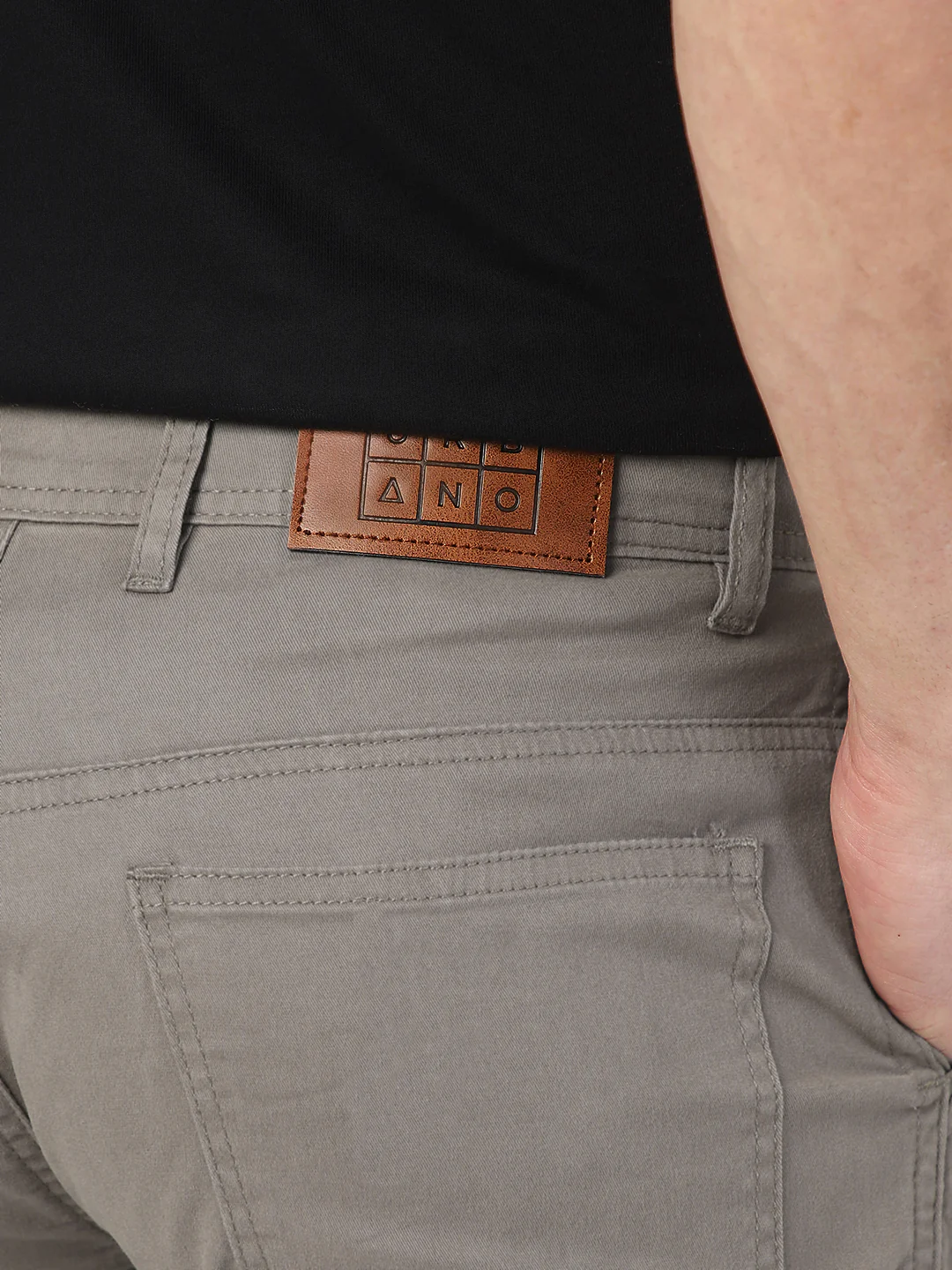 Men's Grey Regular Fit Solid Cargo Chino Pant with 6 Pockets - Image 7