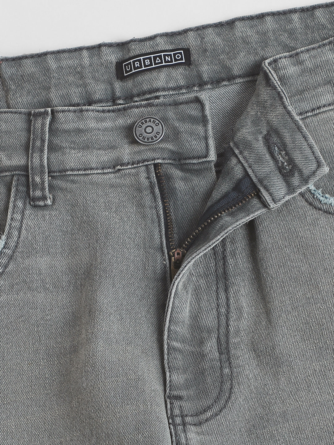 Men's Grey Regular Fit Washed Jeans Stretchable - Image 6