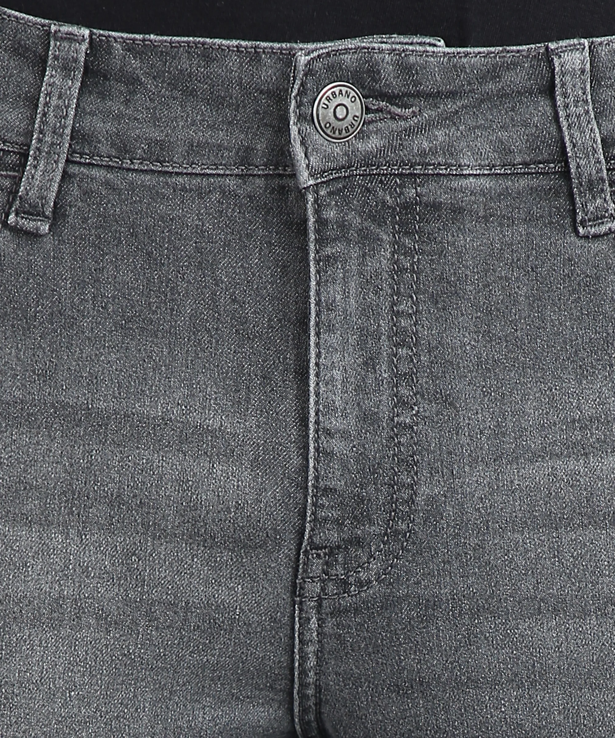 Men's Grey Regular Fit Washed Jeans Stretchable - Image 7