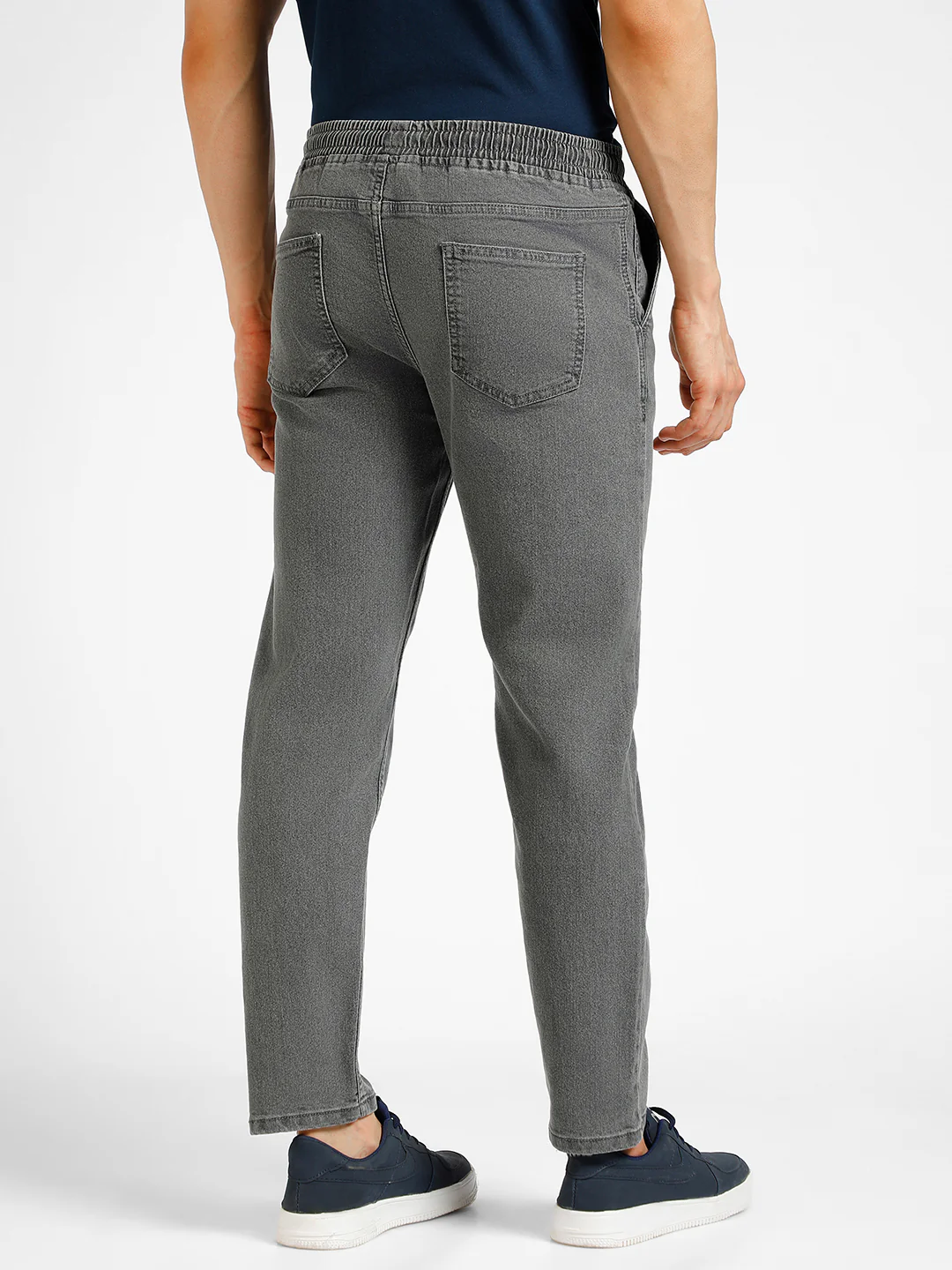 Men's Grey Regular Fit Washed Jogger Jeans Stretchable - Image 3
